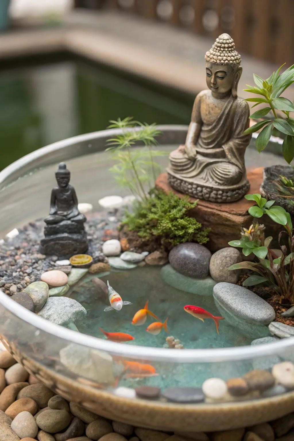 A zen-themed aquarium for tranquility and peace