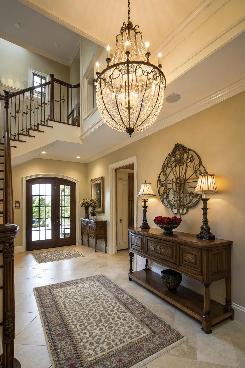 Lighting is key to creating a welcoming and stylish foyer.