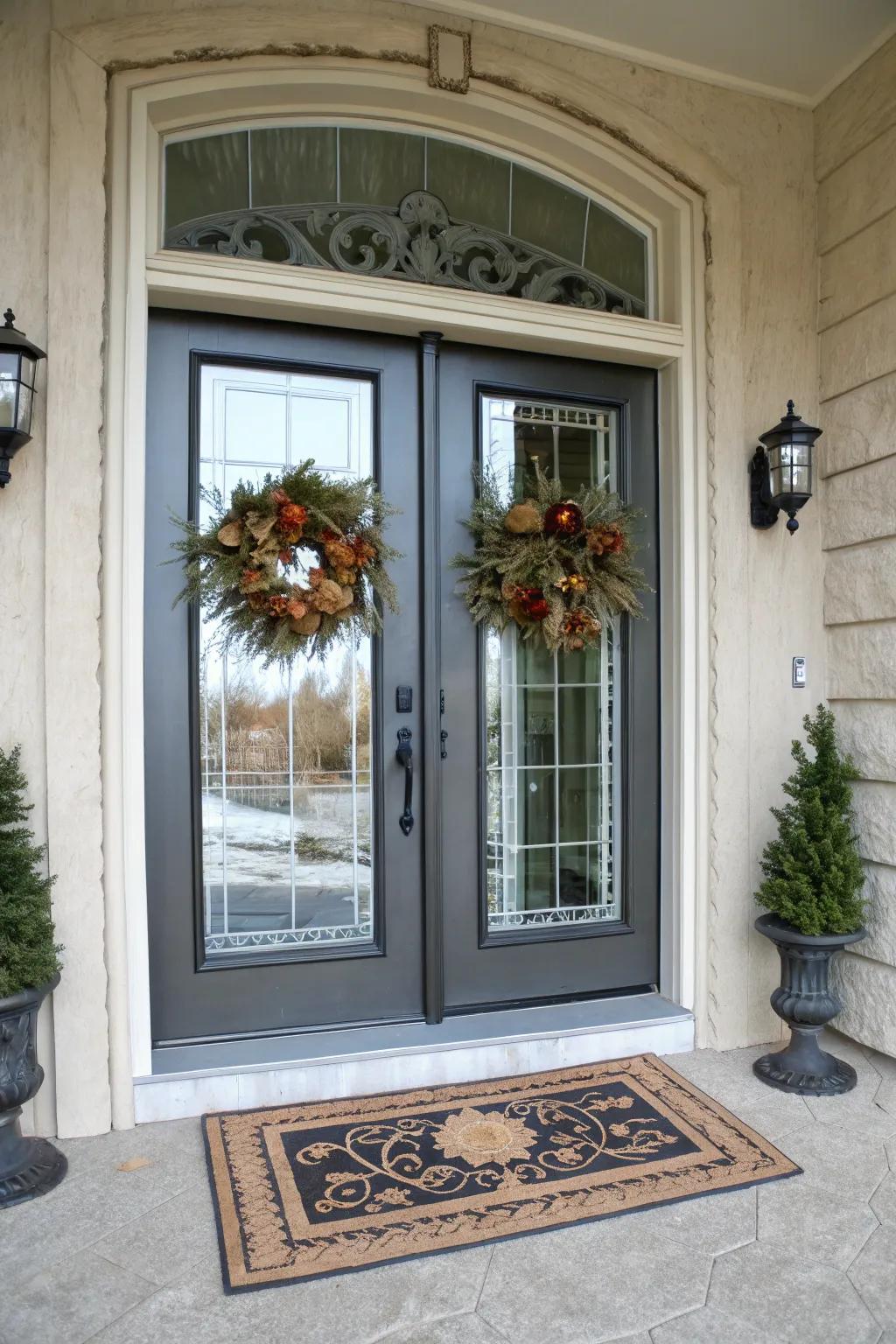 French doors create a welcoming and elegant entryway.