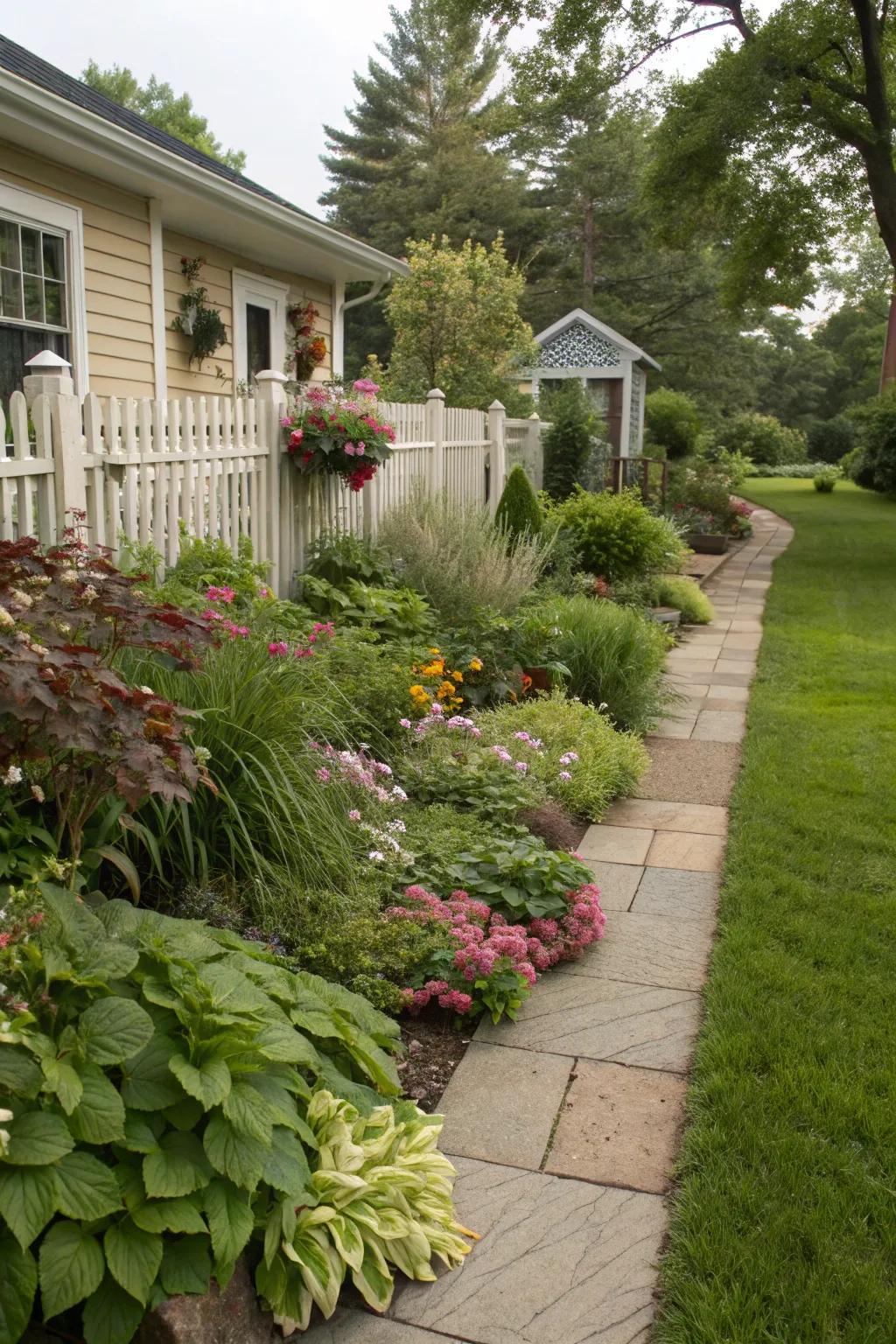 Layered planting adds depth to the garden