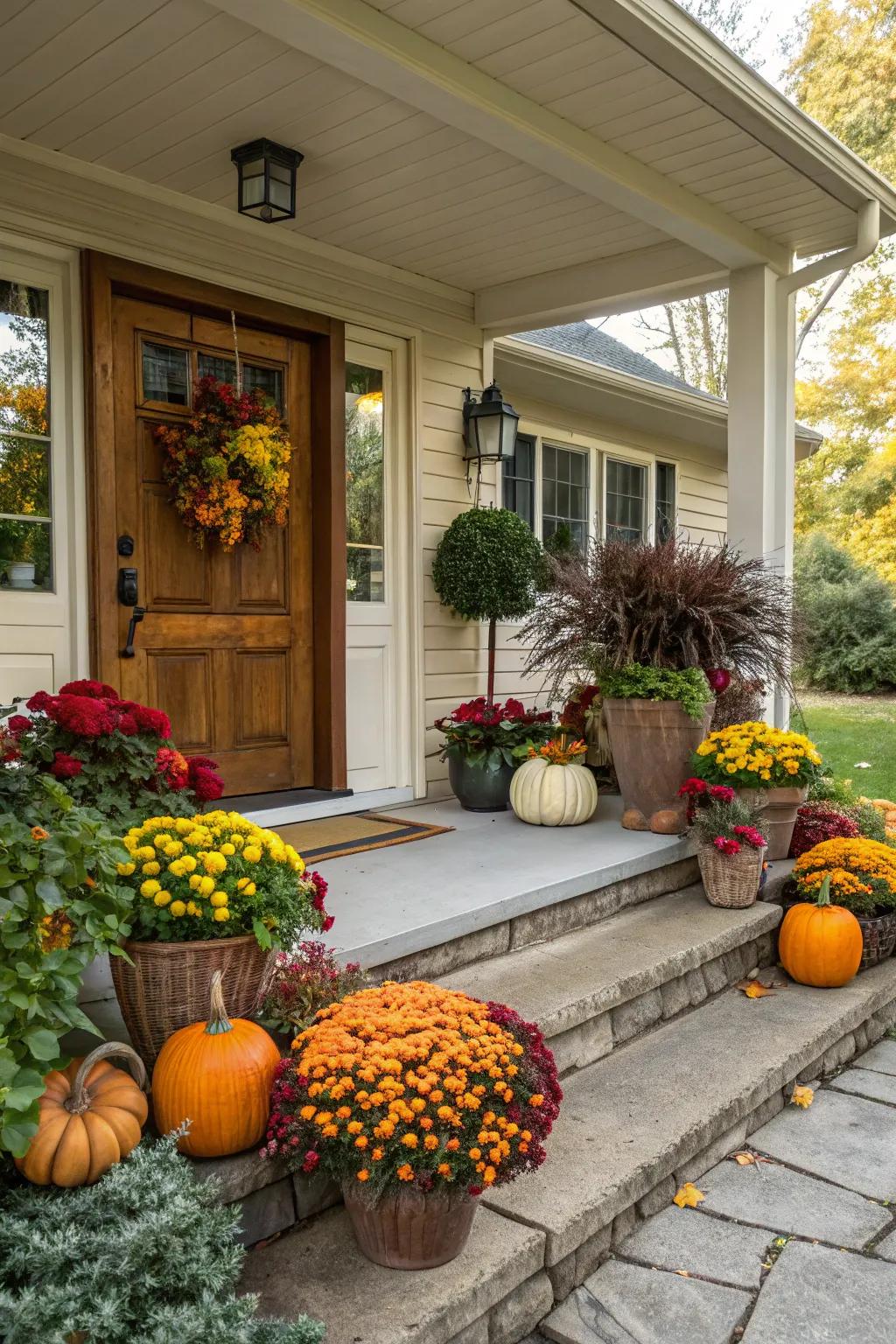 Seasonal porch decor can make your entrance feel warm and inviting.