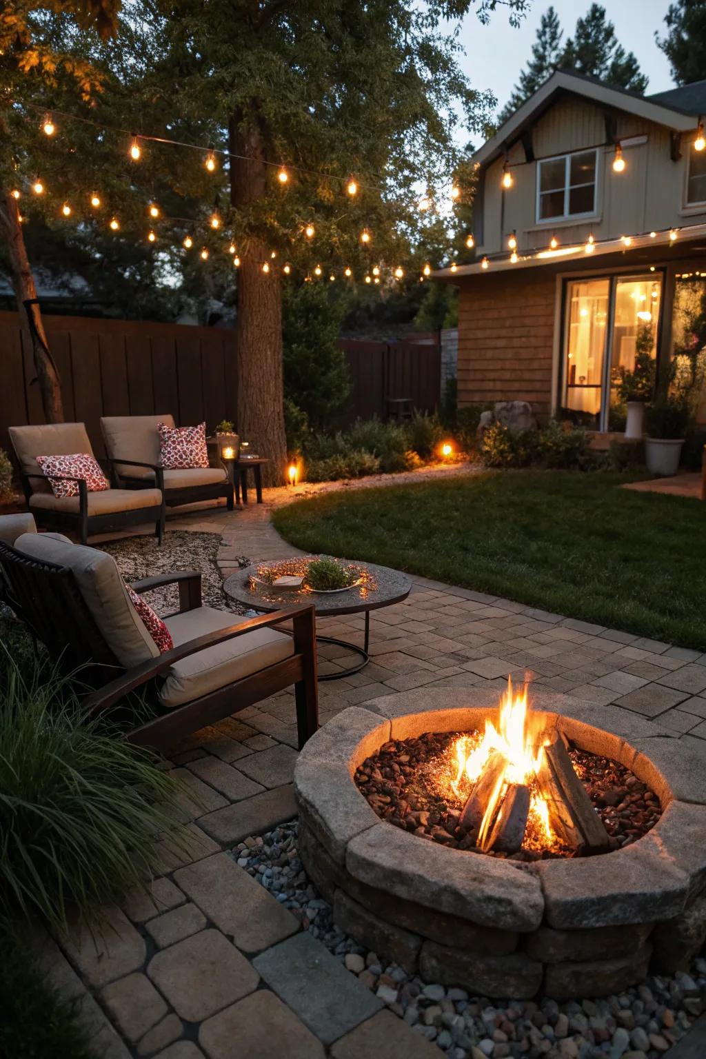 Warm up your evenings with a fire pit gathering in the front yard.