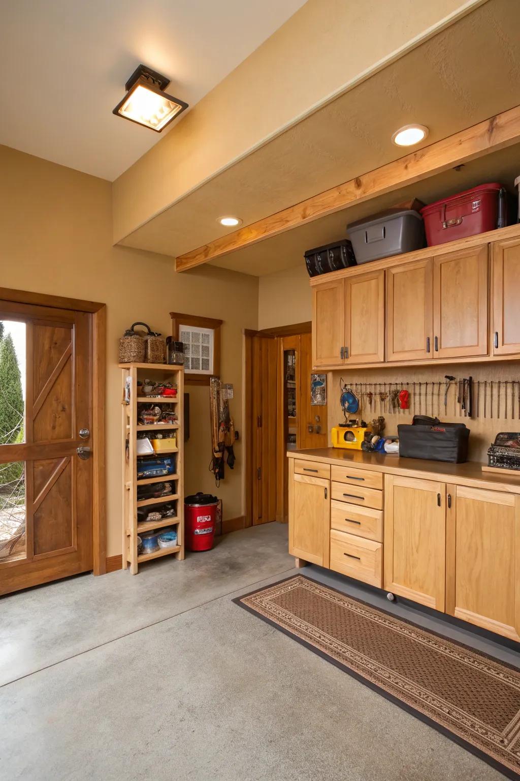 Beige adds warmth and comfort to any garage.