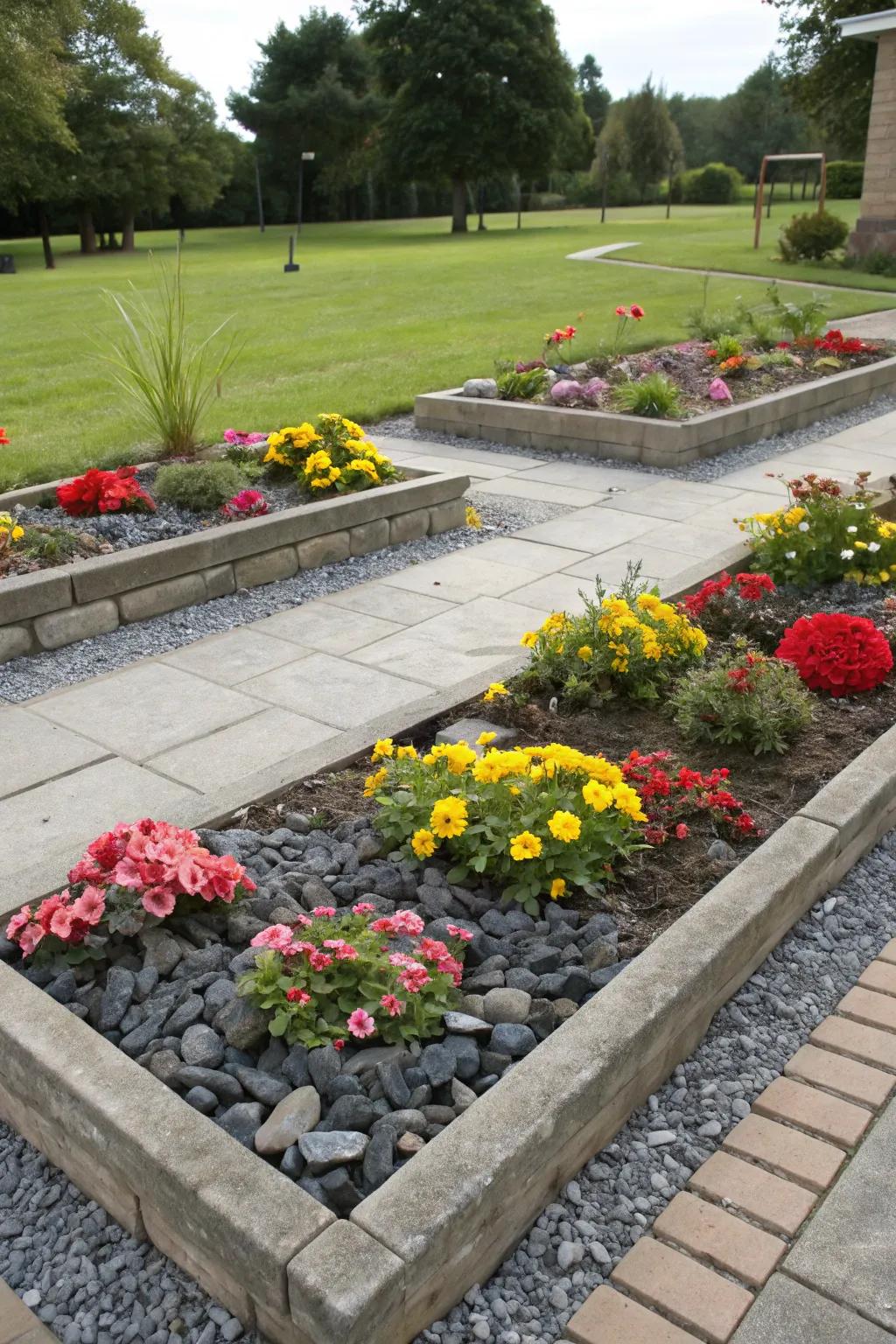 Achieve clean lines in your garden with tidy borders made from slate chippings.