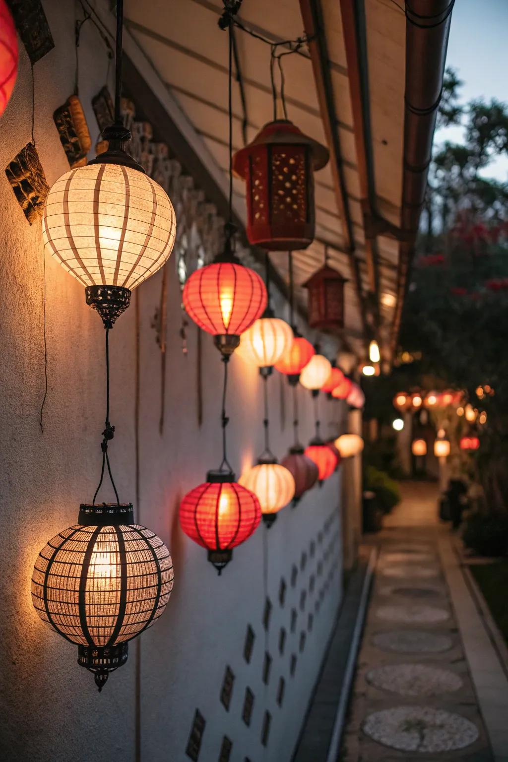 Lanterns add a warm and spooky glow to Halloween decor.