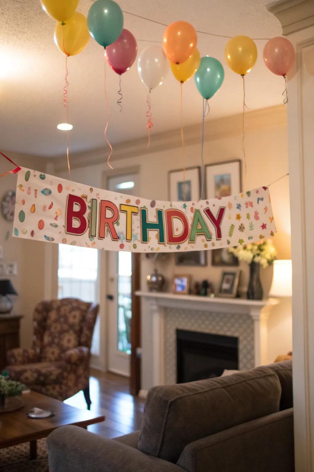 A personalized banner adding a special touch to the decor.