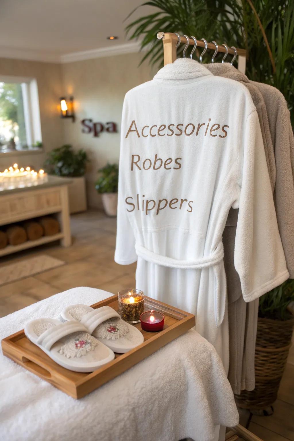 Add a personal touch with embroidered spa accessories.