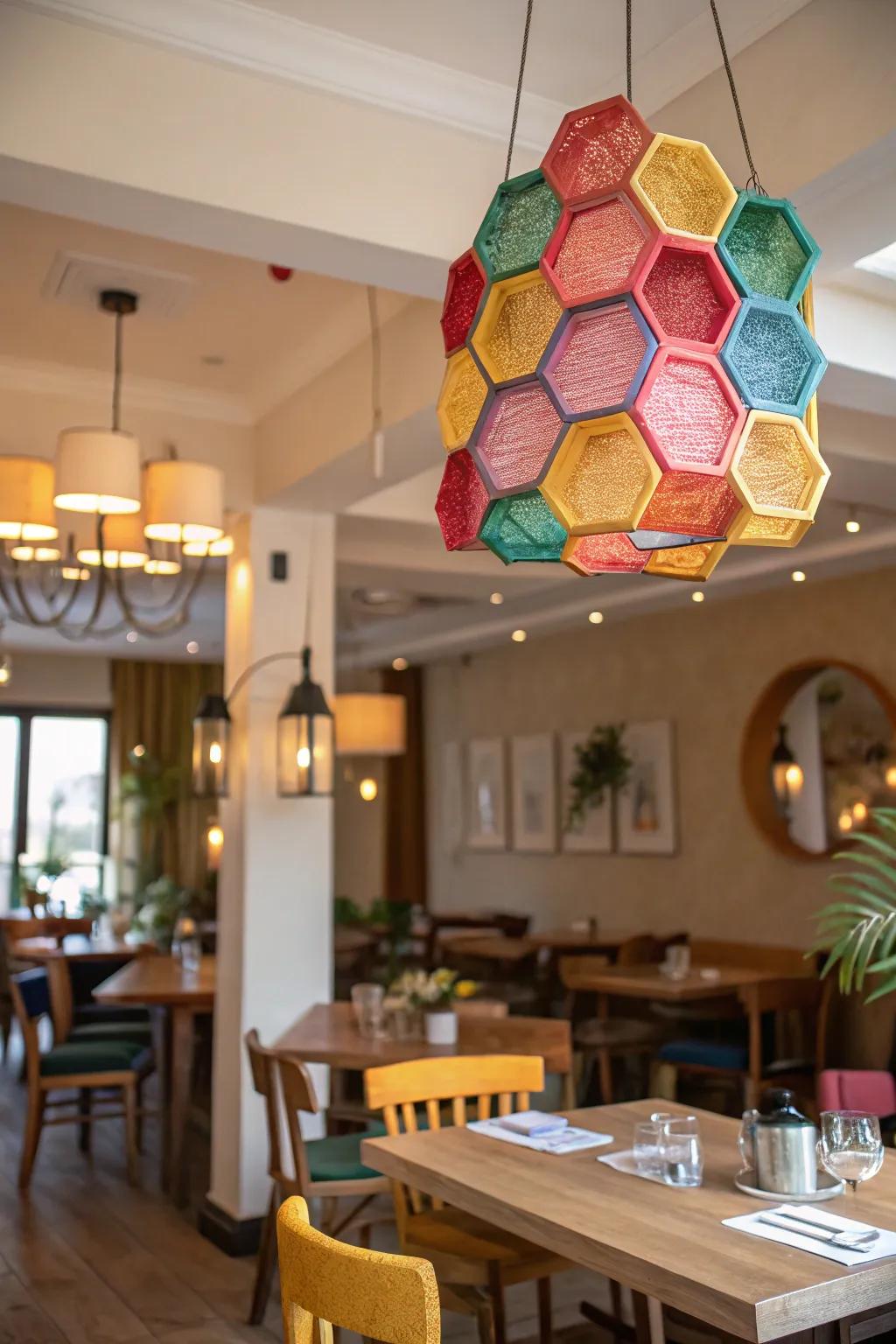 Transform your ceiling with a whimsical honeycomb mobile.