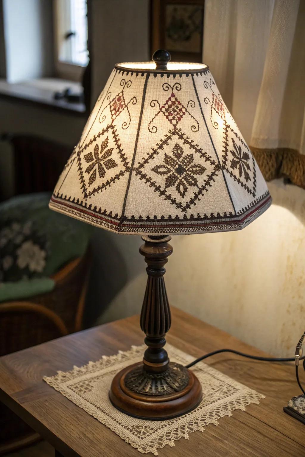 Cross stitch lampshades add a personal touch to your lighting