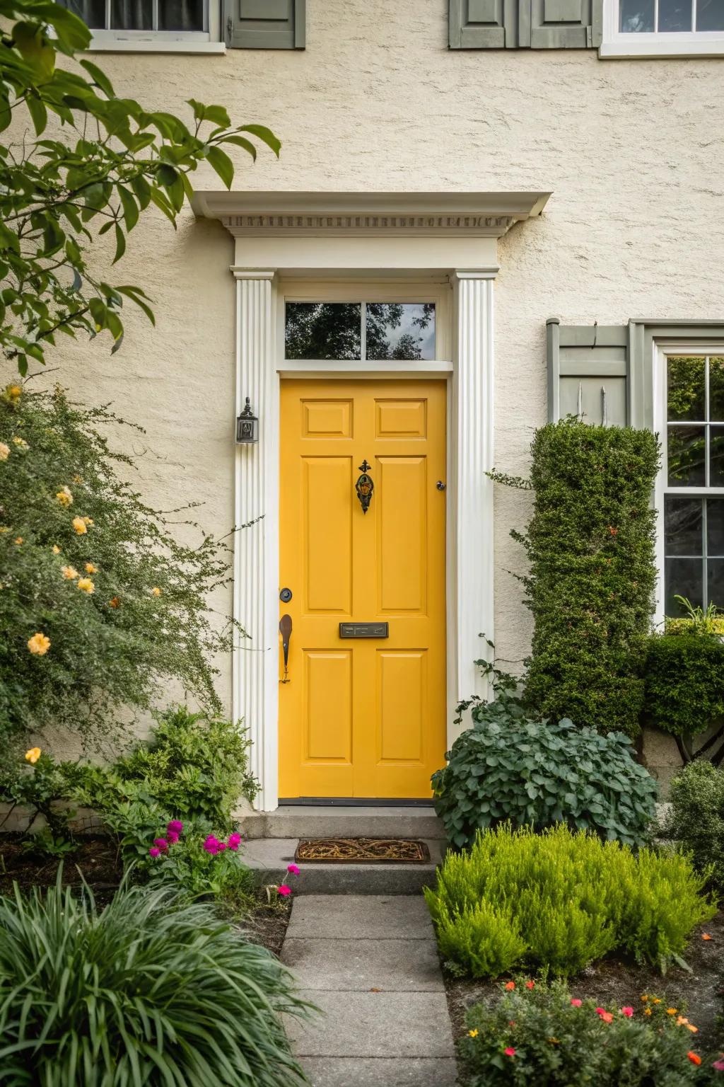 A bold color choice makes this inset front door stand out beautifully.
