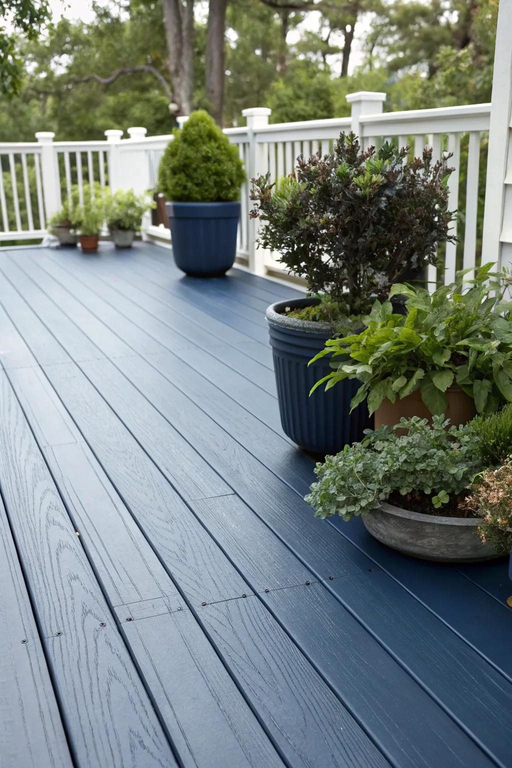 Solid panels offer privacy and a sleek finish to this chic deck.