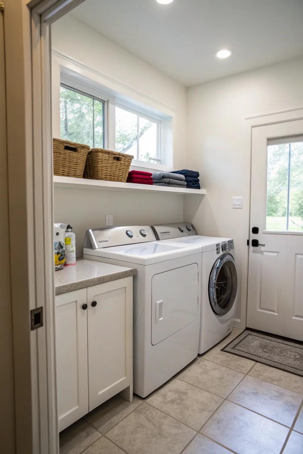 A handy countertop makes laundry tasks more efficient.