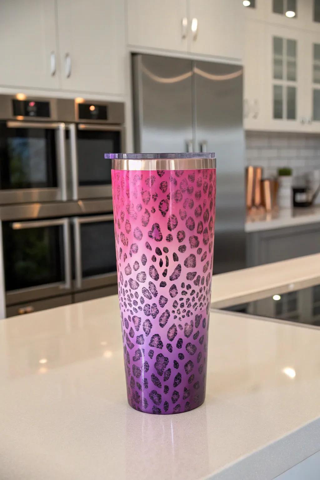 Ombre leopard print tumblers add a touch of elegance to any setting.