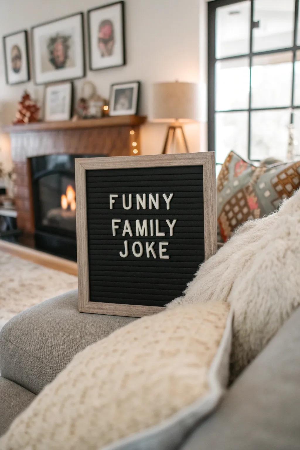 Keep the family giggling with an inside joke on your letter board.