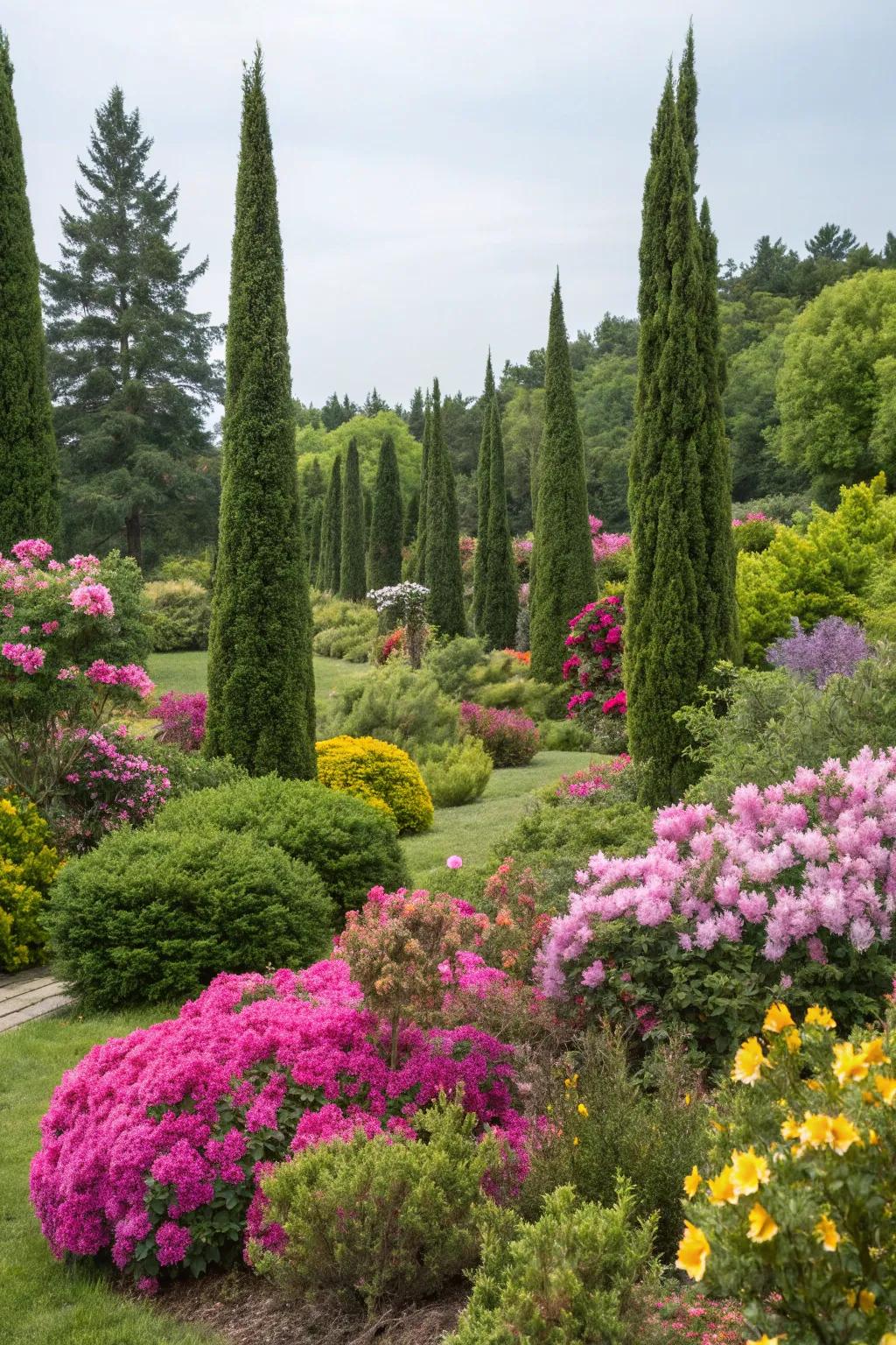 Enhance your garden's beauty with mixed plantings featuring Leyland cypress.