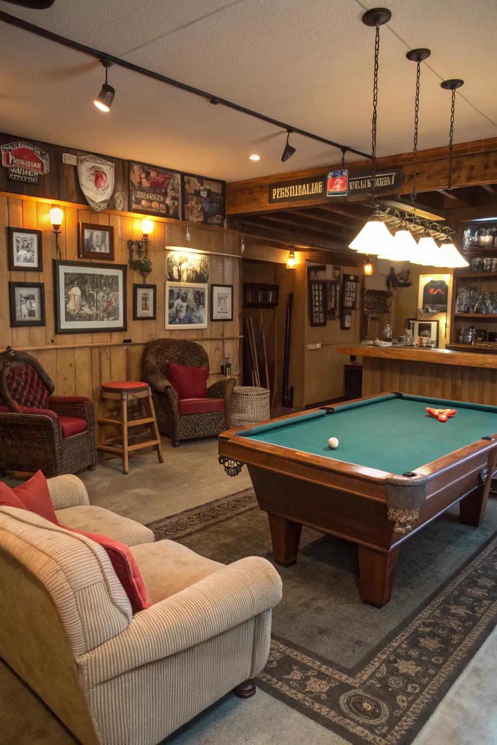 A used pool table adds a fun element without breaking the bank.