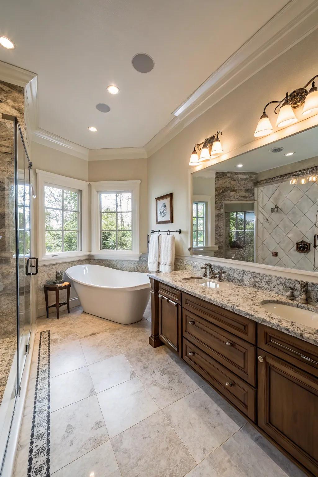 High-end materials like marble and granite add sophistication.