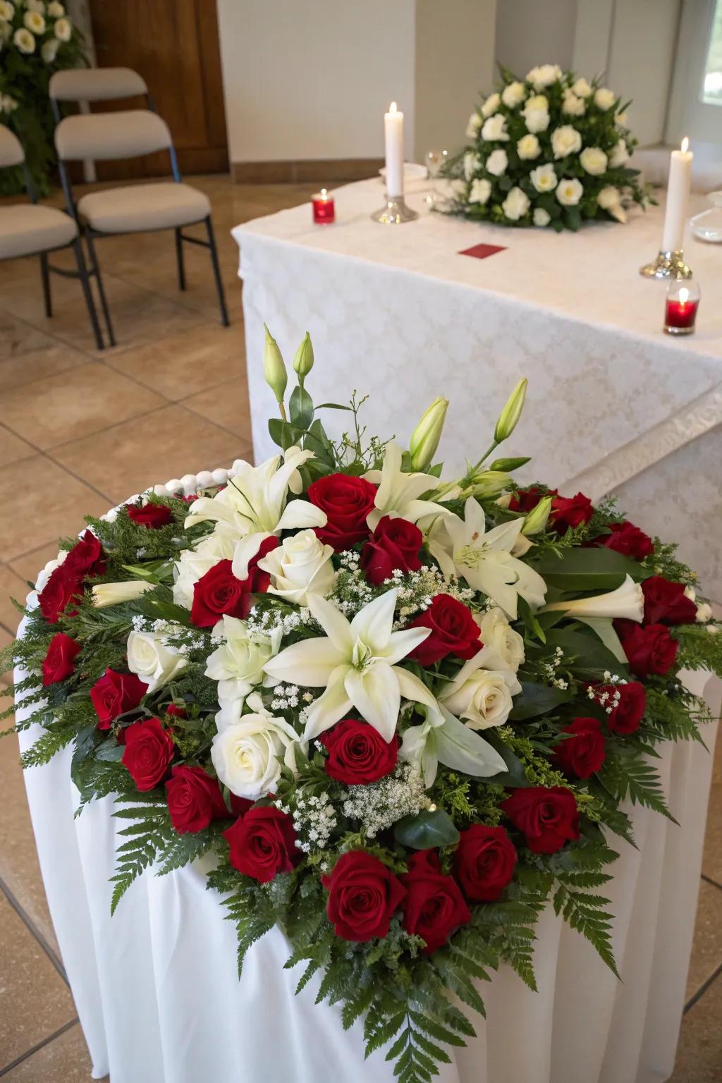 Floral arrangements add beauty and sentiment to the table.