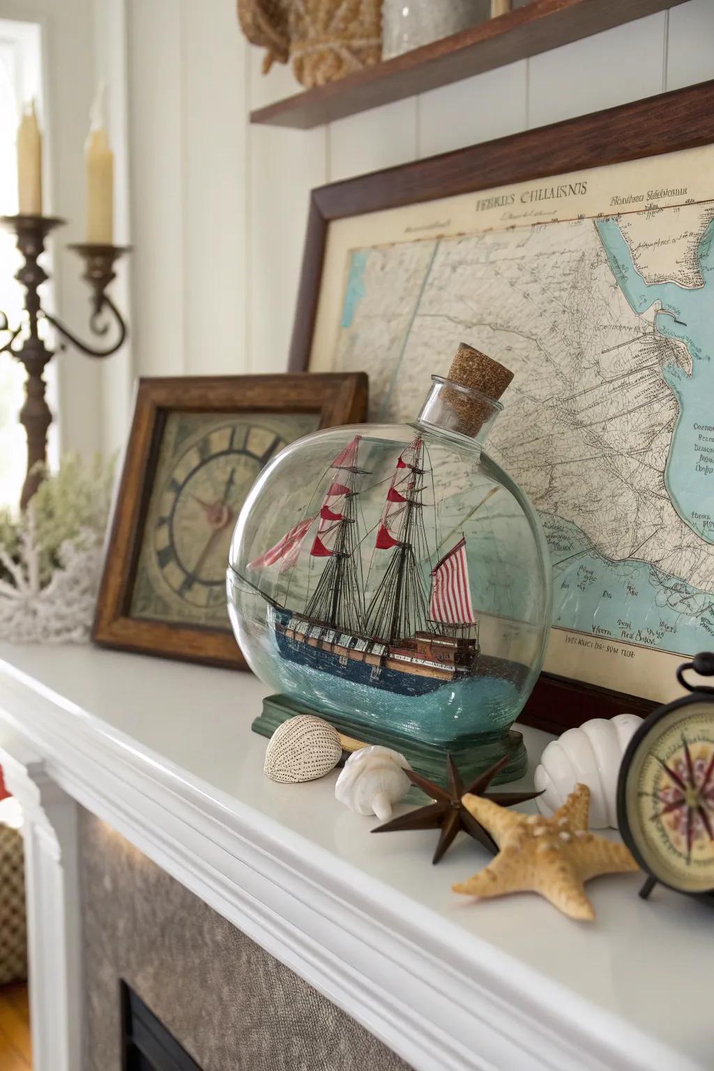 This ship in a bottle is a timeless piece of nautical decor.