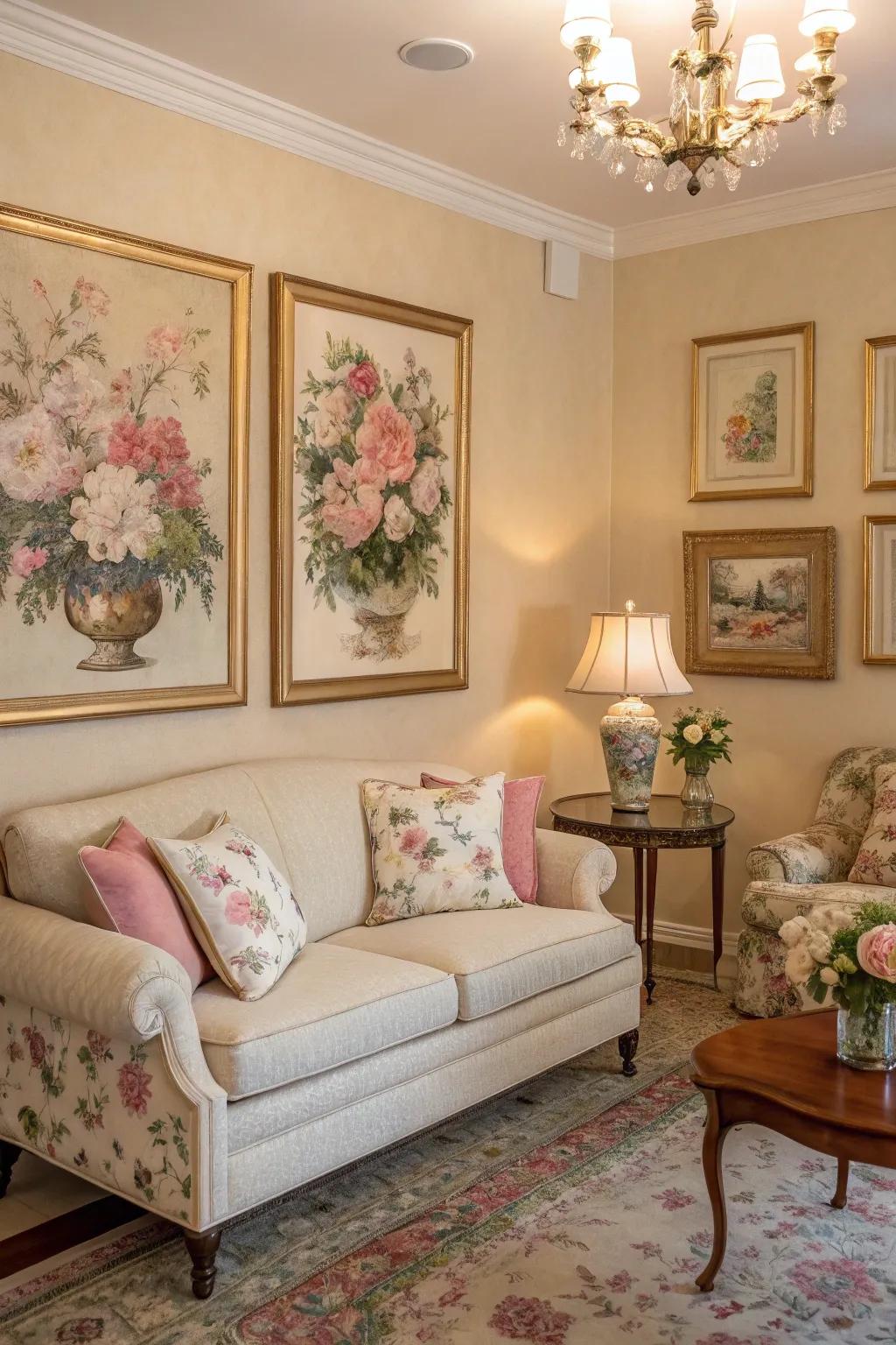 Vintage floral motifs add timeless elegance to your home.