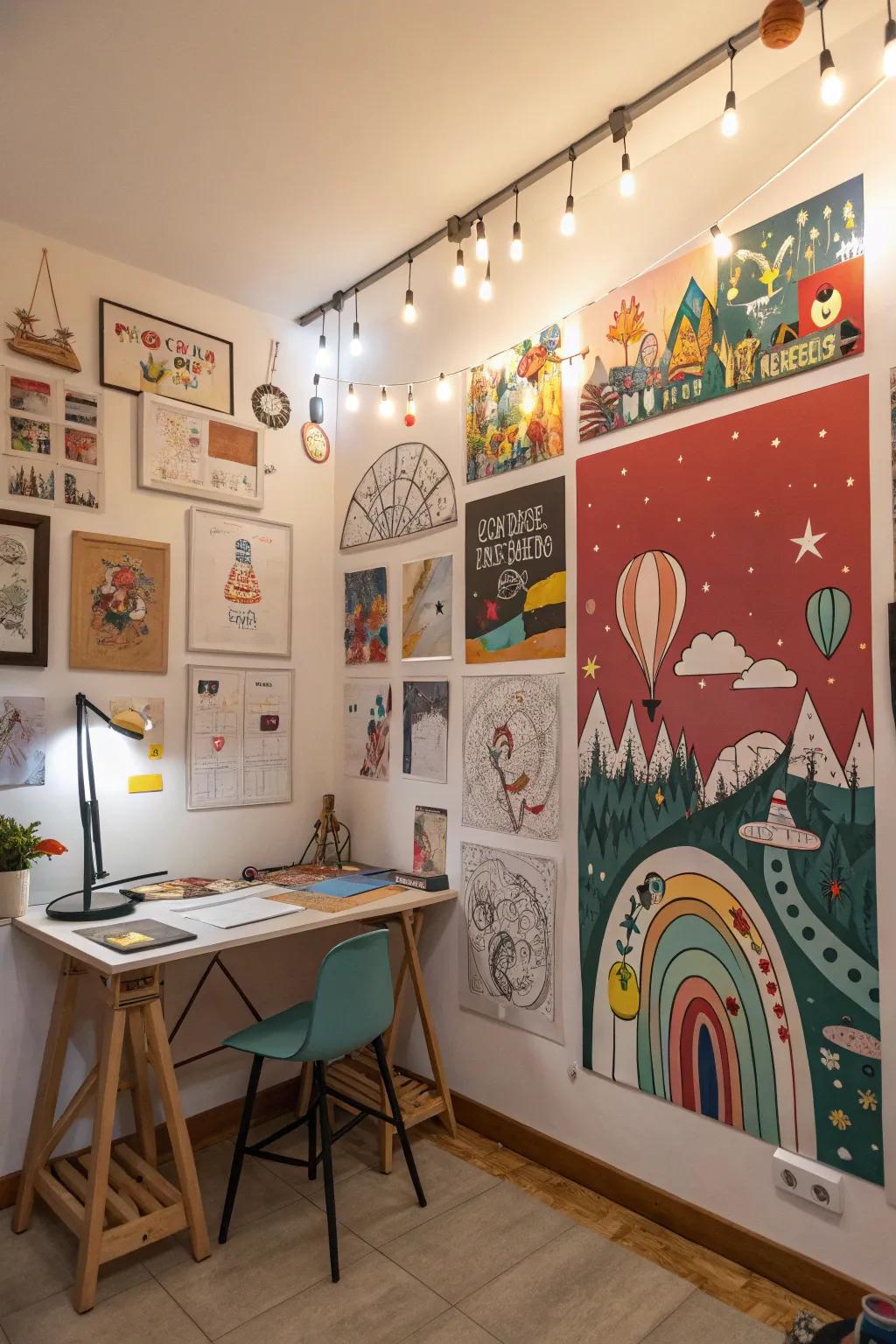 Whimsical illustrations breathe life into creative spaces.