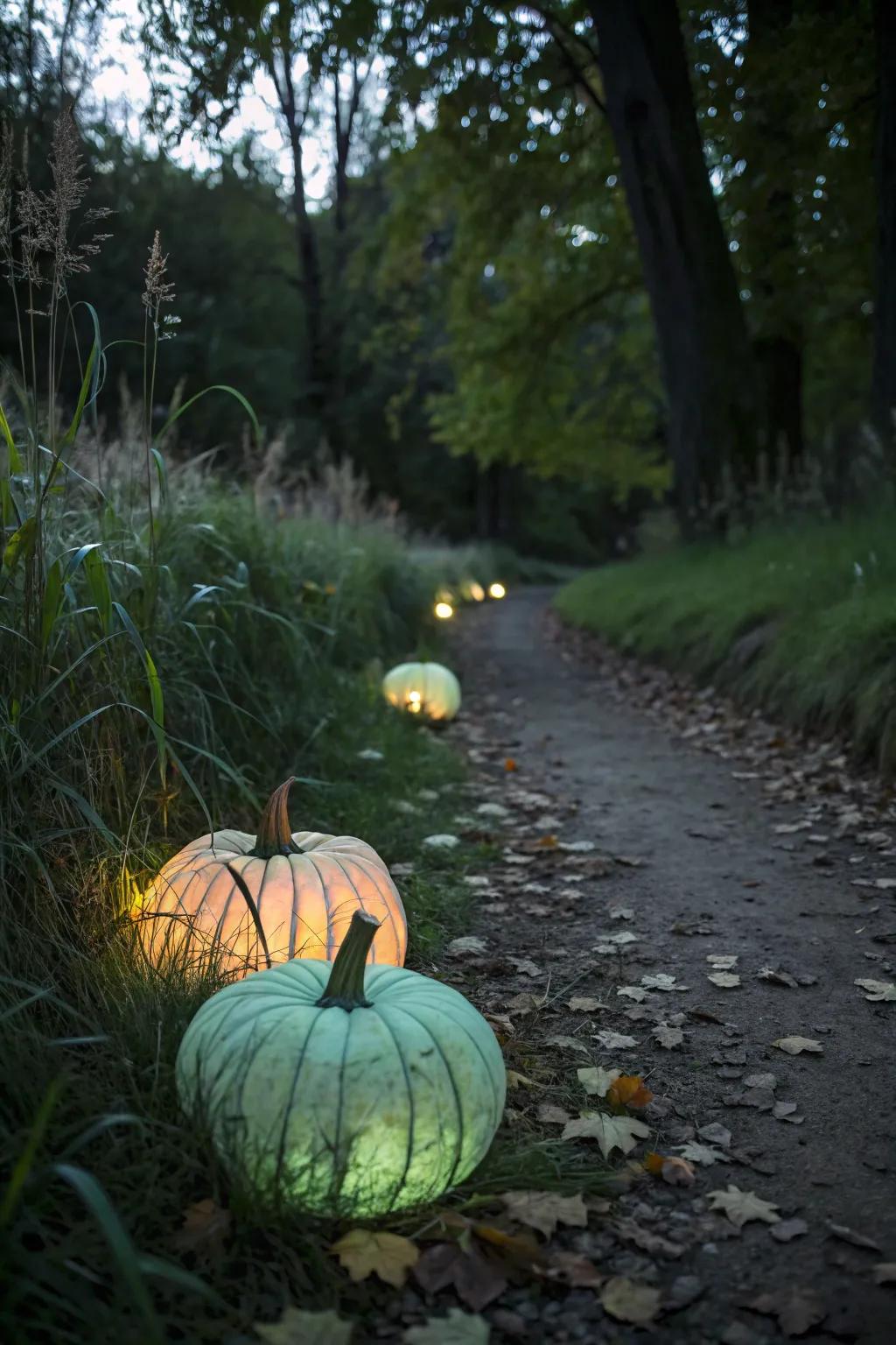 Light up the night with enchanting glow-in-the-dark pumpkins.