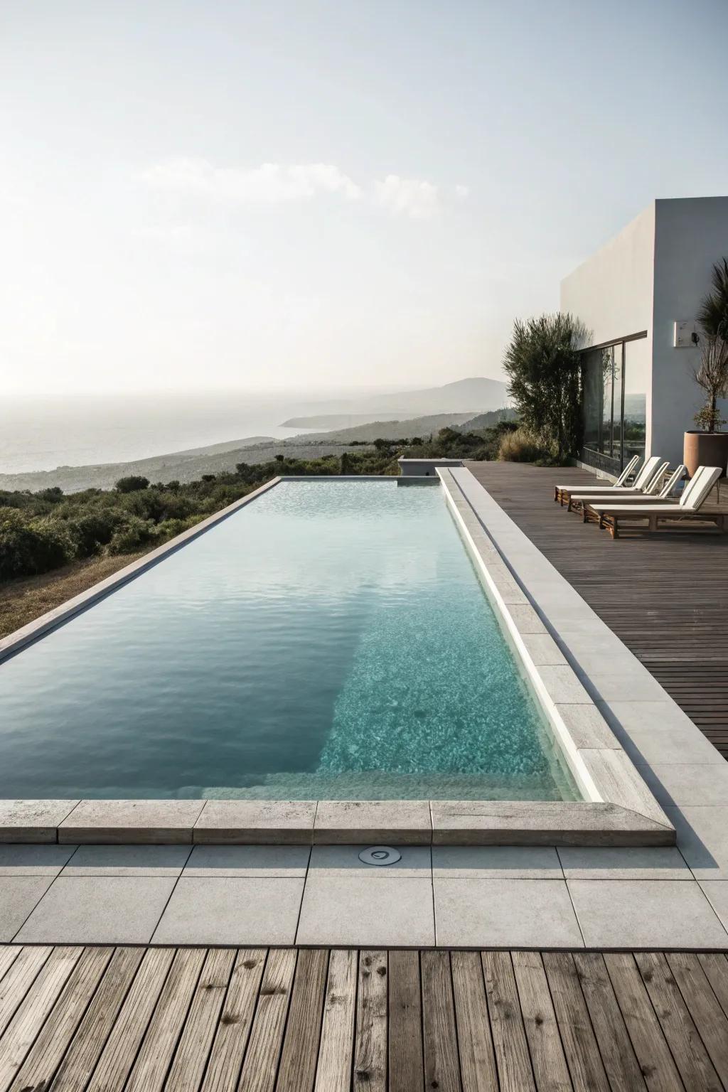 A minimalist pool design offers a sleek and spacious feel.