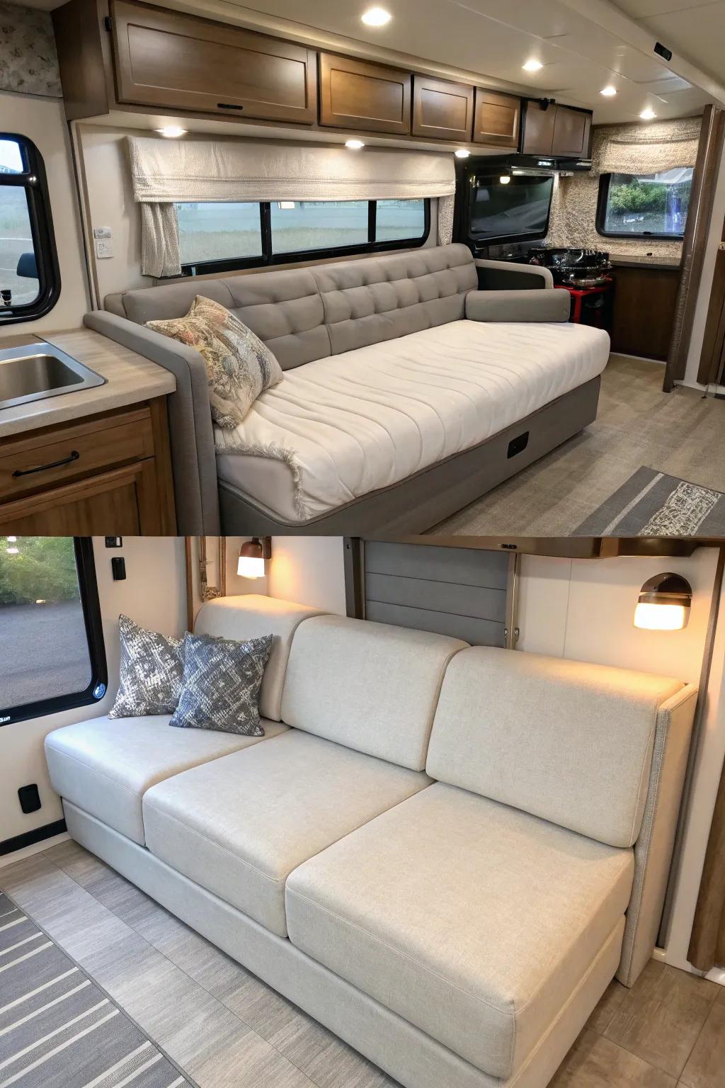 Convertible sofa beds maximize space and functionality.
