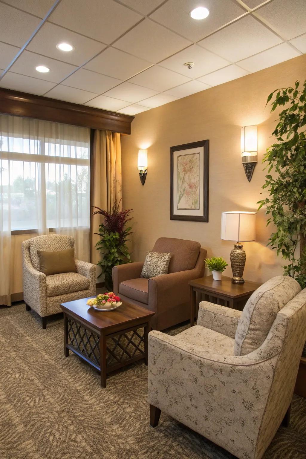 A comfortable seating nook invites relaxation and conversation.