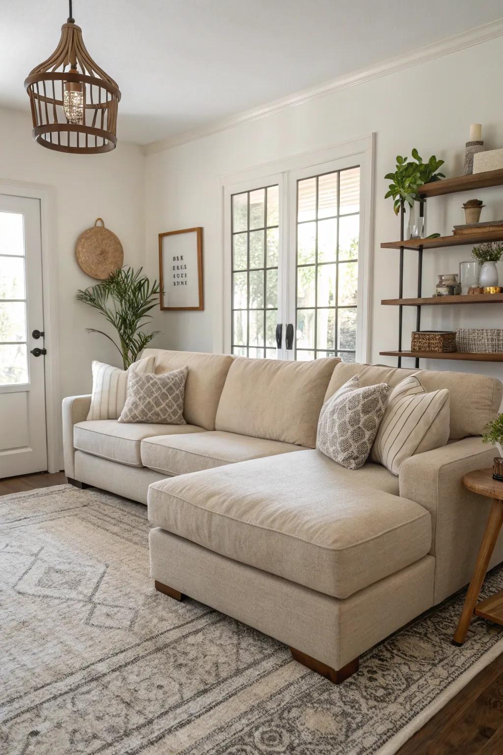 Neutral-toned sectionals offer timeless elegance and versatility.