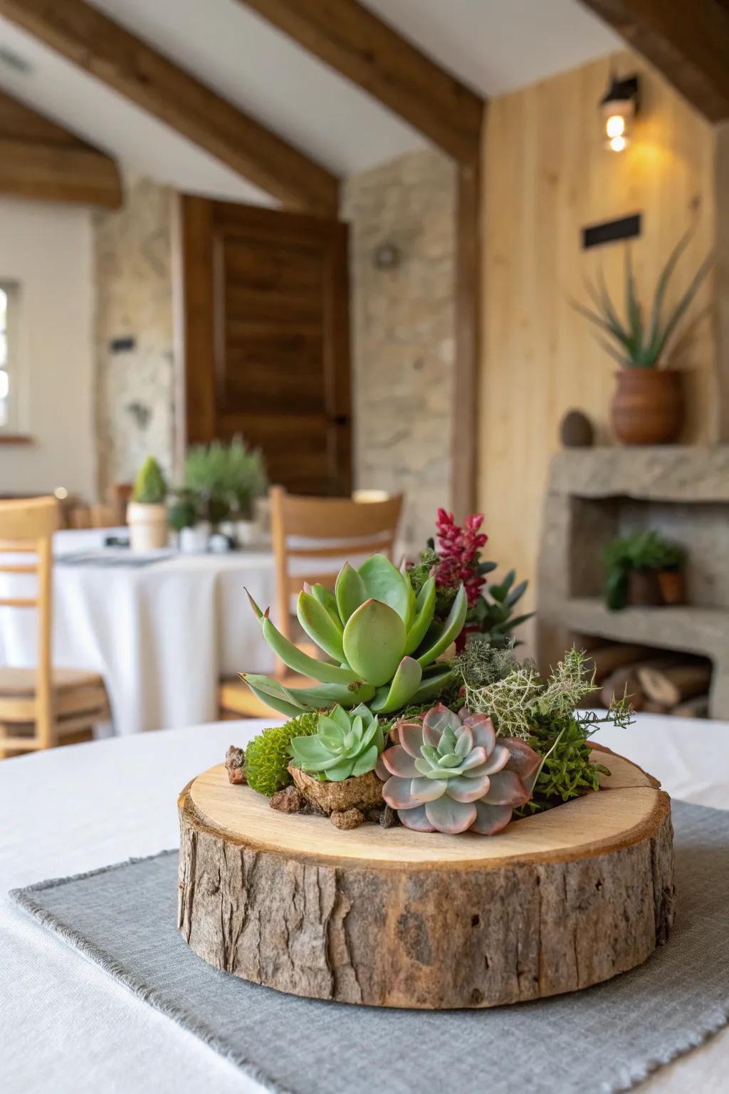 Nature-inspired centerpiece that adds rustic charm to any table.