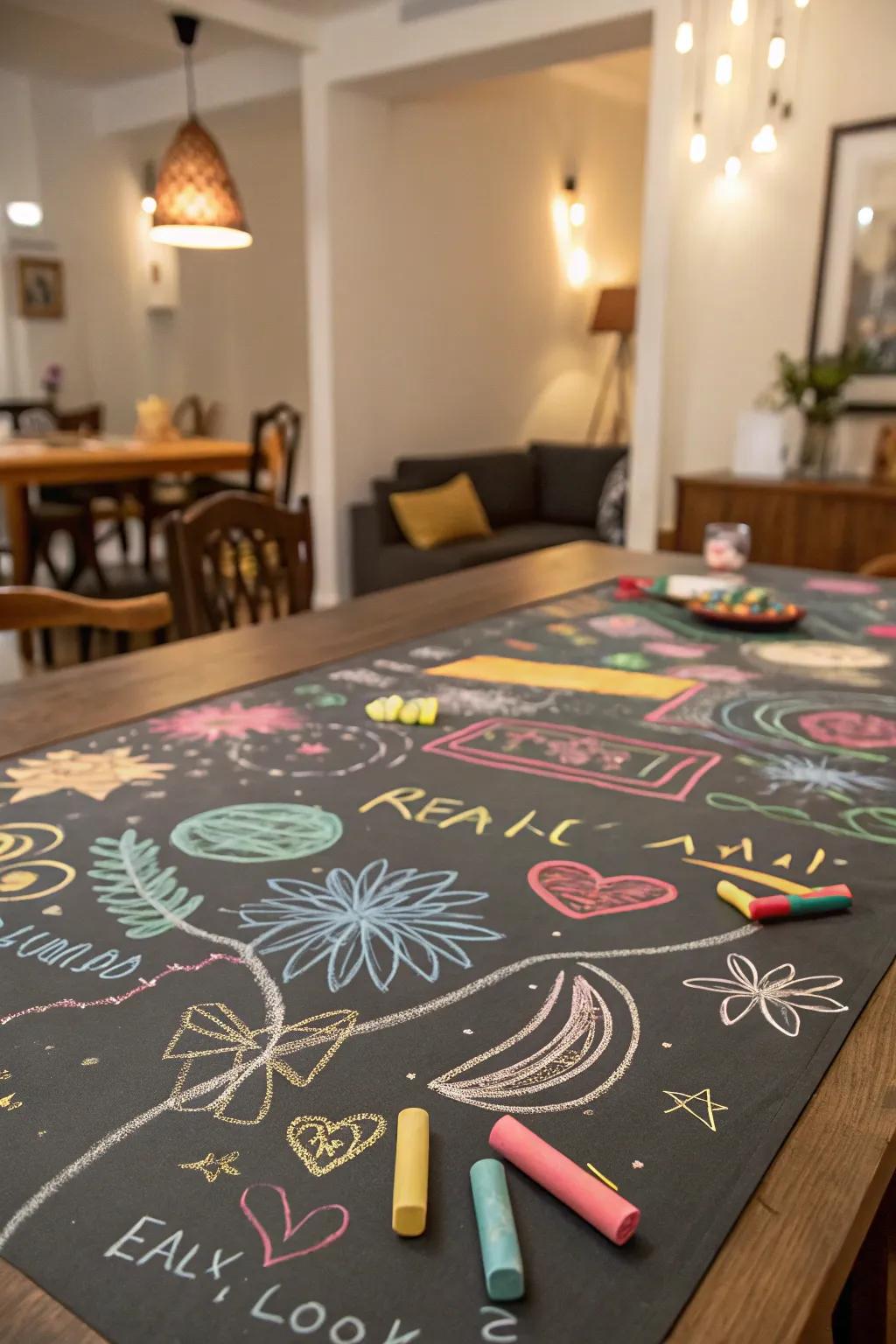 Chalkboard paper offers a fun, interactive table setting.