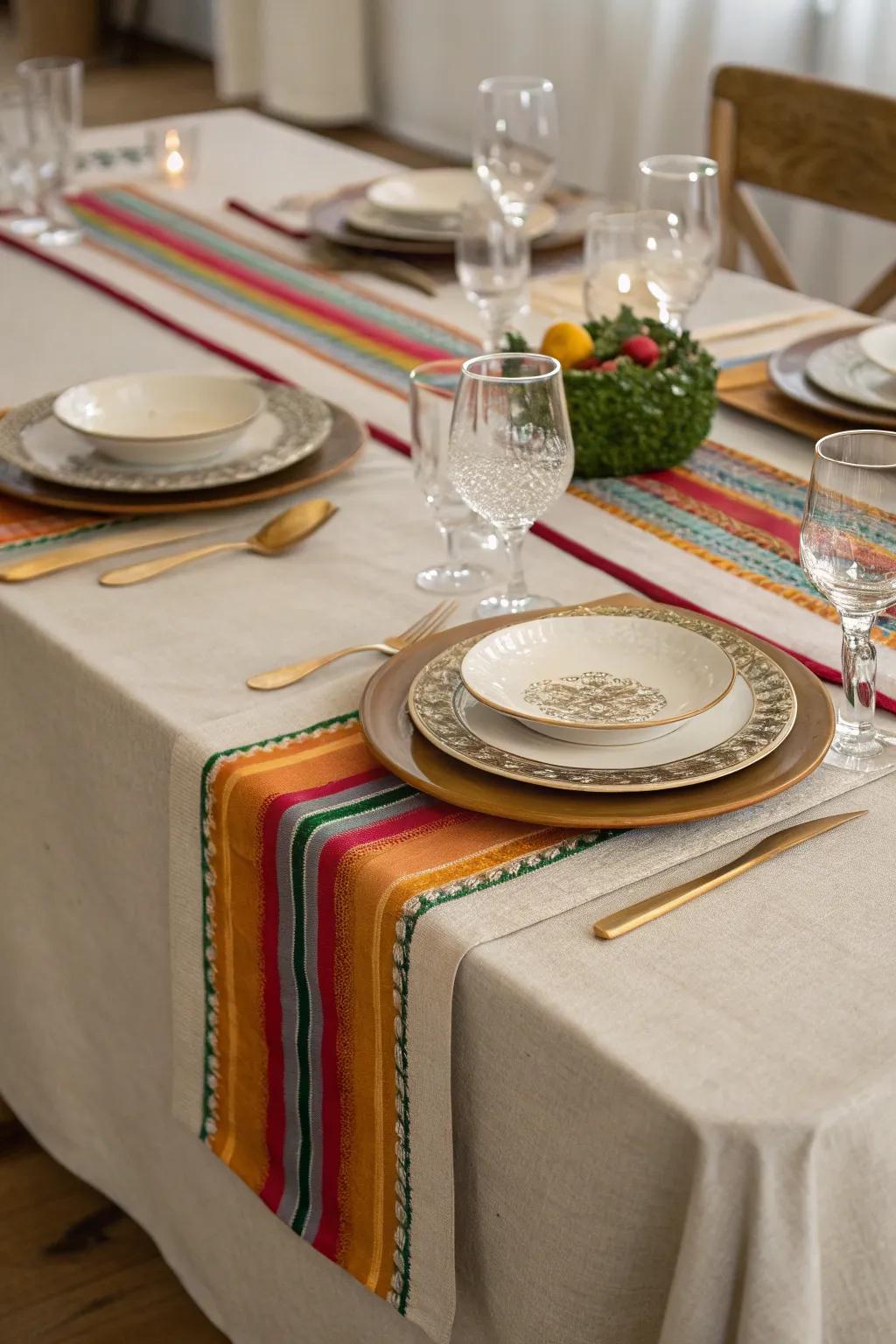 Layered linens create a sophisticated and textured look.