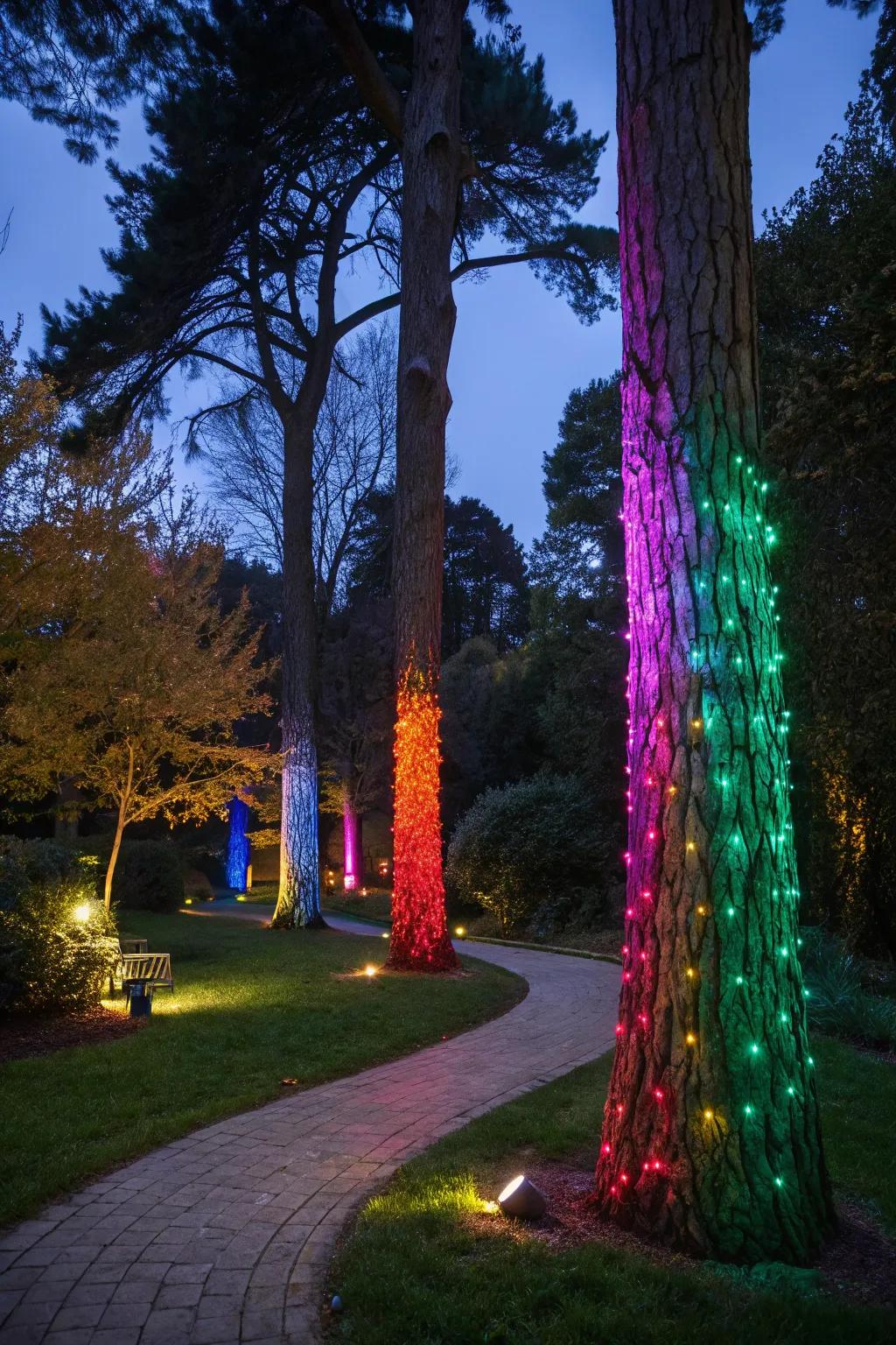 Colorful lights add a playful vibe to any garden.