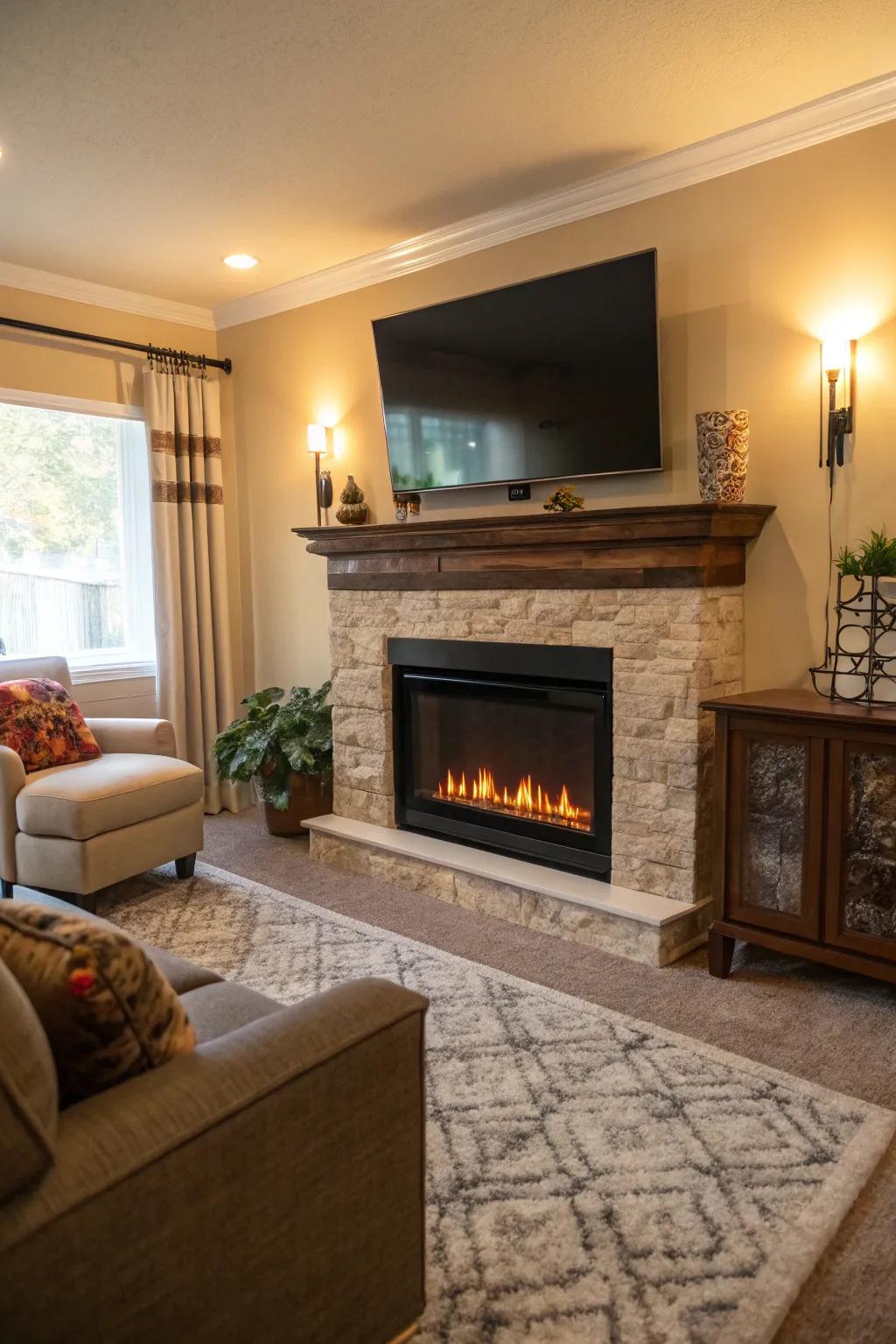 Combine warmth and entertainment with a fireplace and TV combo.