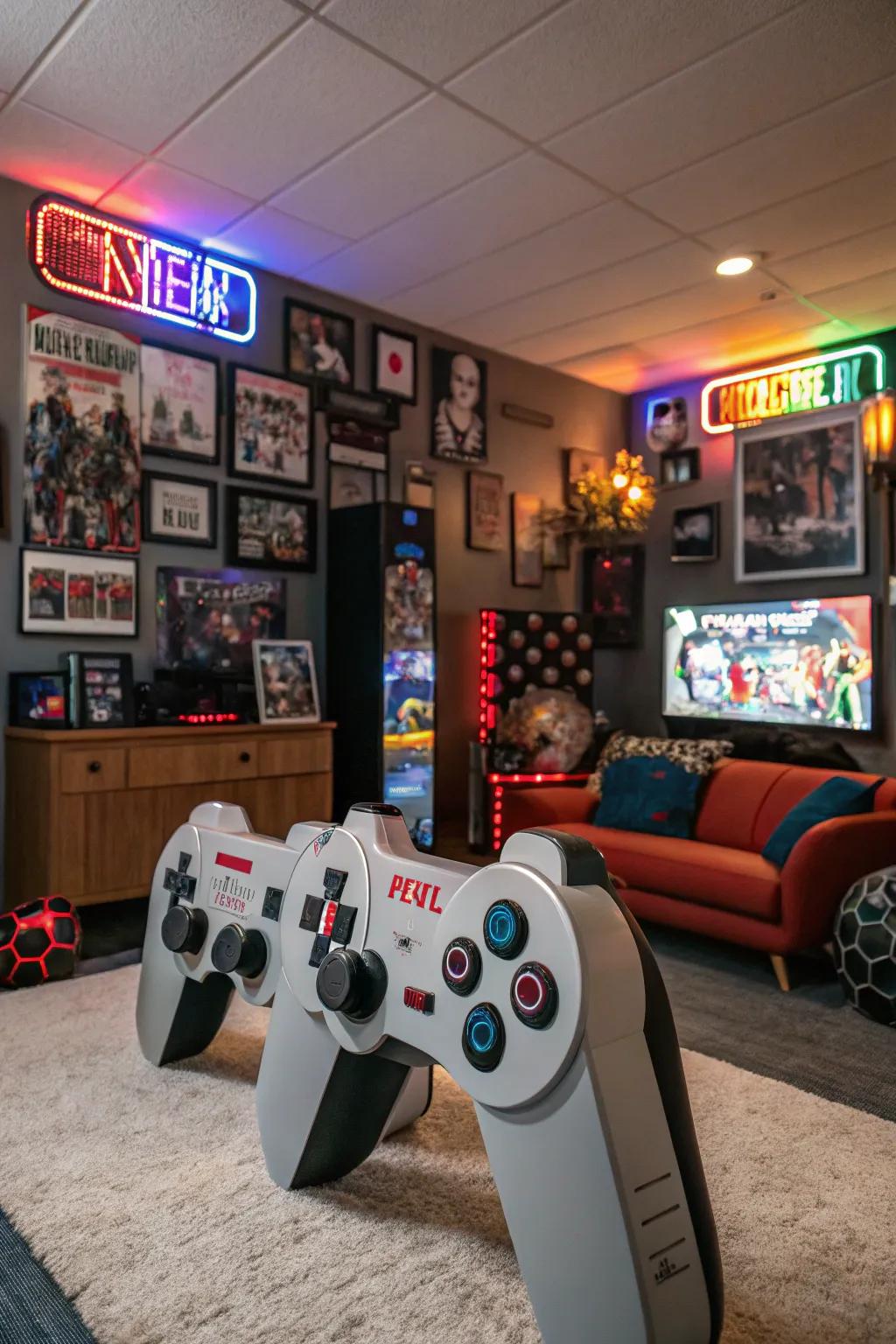 Oversized game controllers make a bold statement.