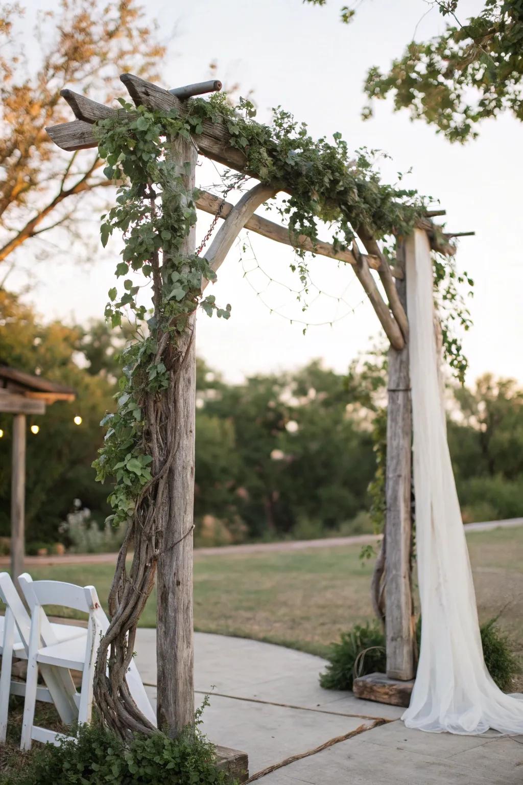 A charming wooden arch that adds rustic charm to your ceremony.