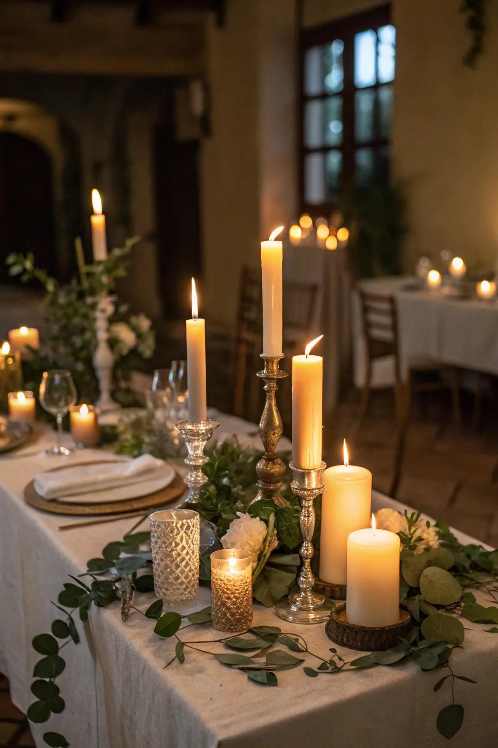 Candles casting an enchanting glow in the lair.