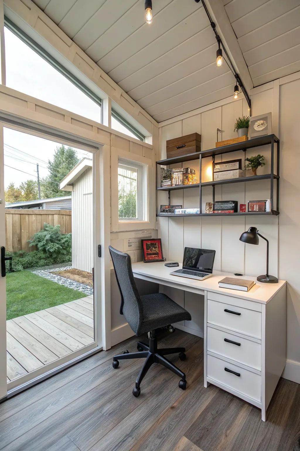 Boost your productivity with a home office in your shed.