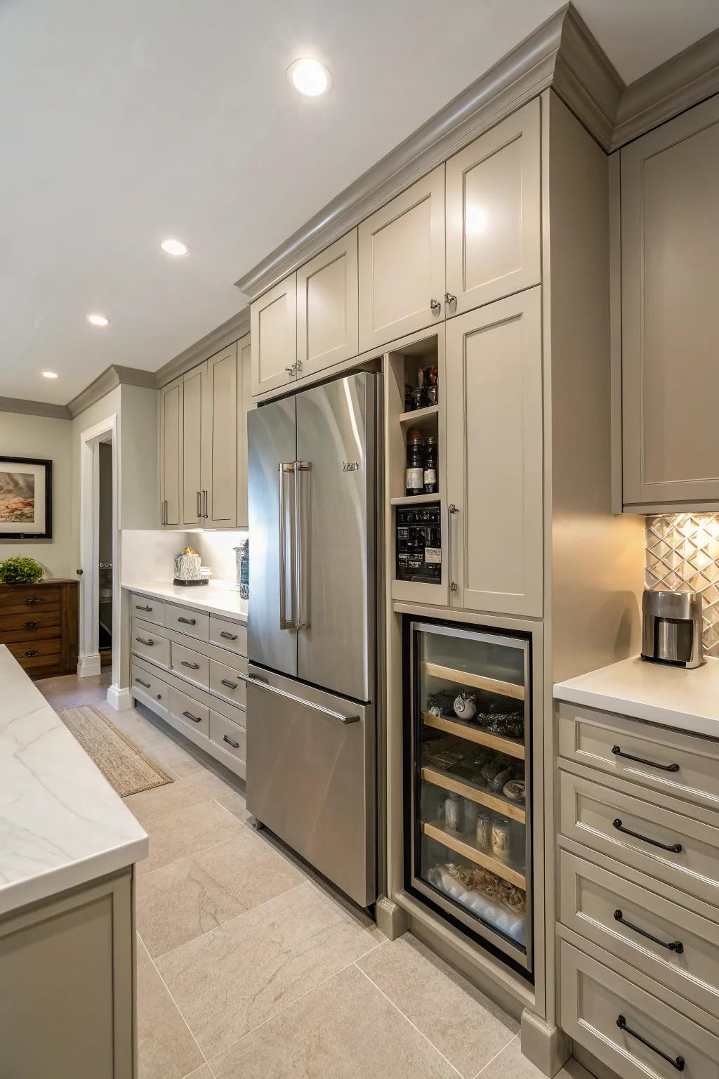 A built-in design offers a seamless and cohesive kitchen aesthetic.