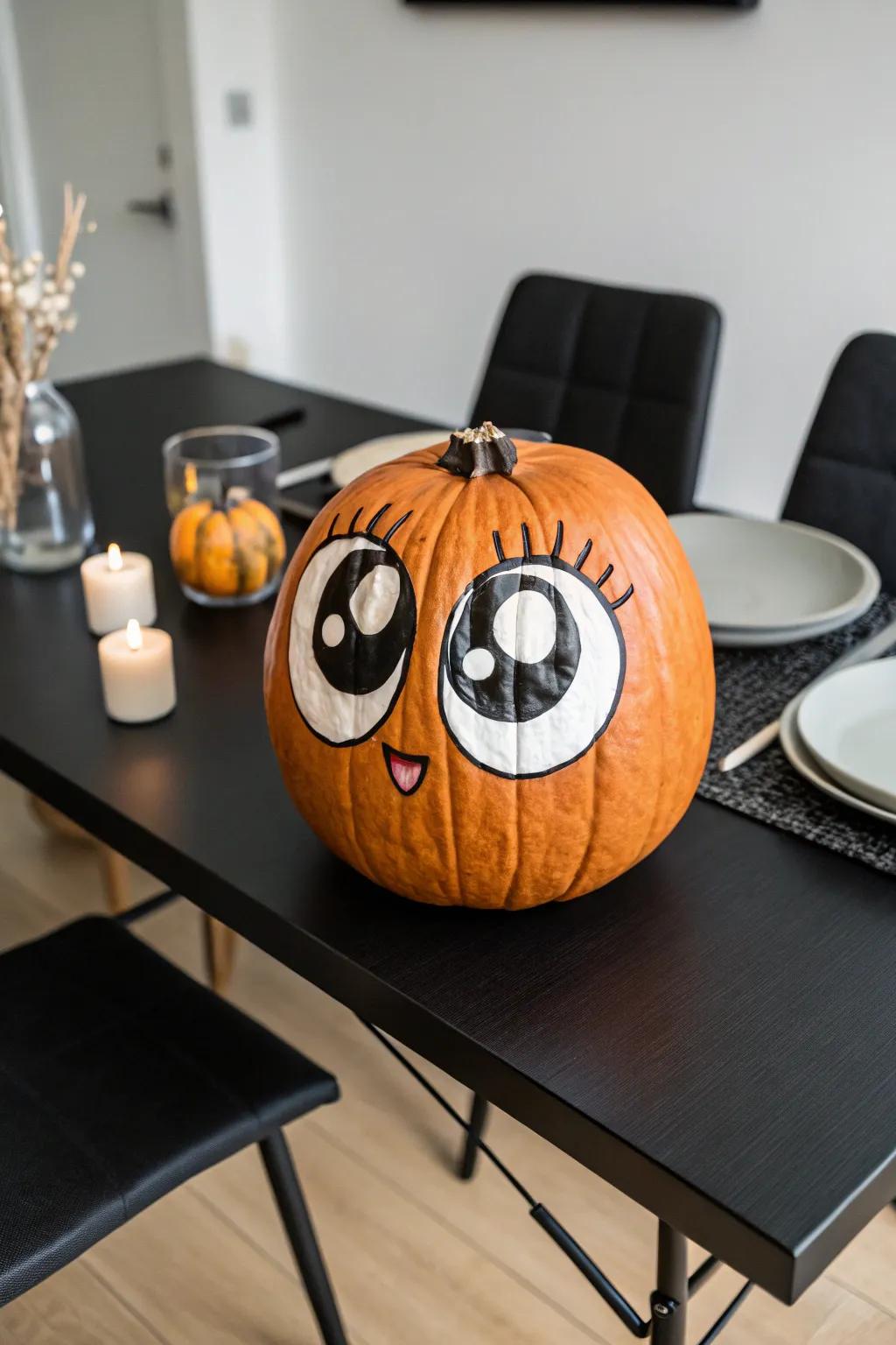 Let anime eyes add an expressive touch to your pumpkin designs.