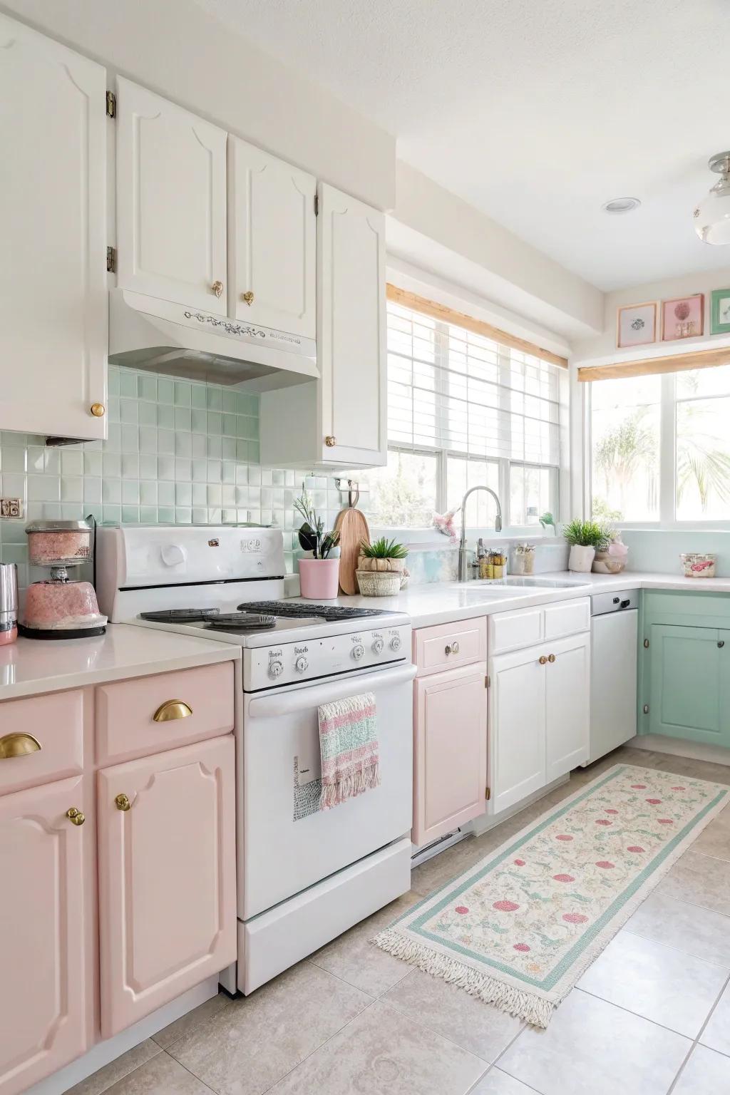 Light colors create the illusion of a larger kitchen space.