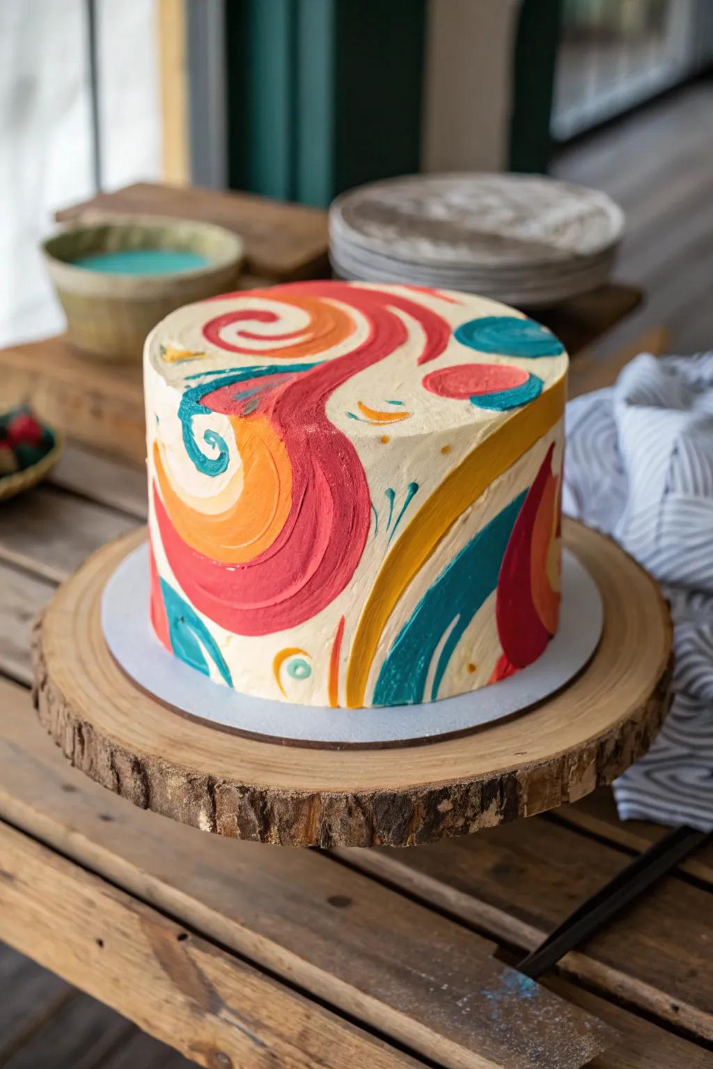 An abstract art cake is a bold statement piece for any art enthusiast.