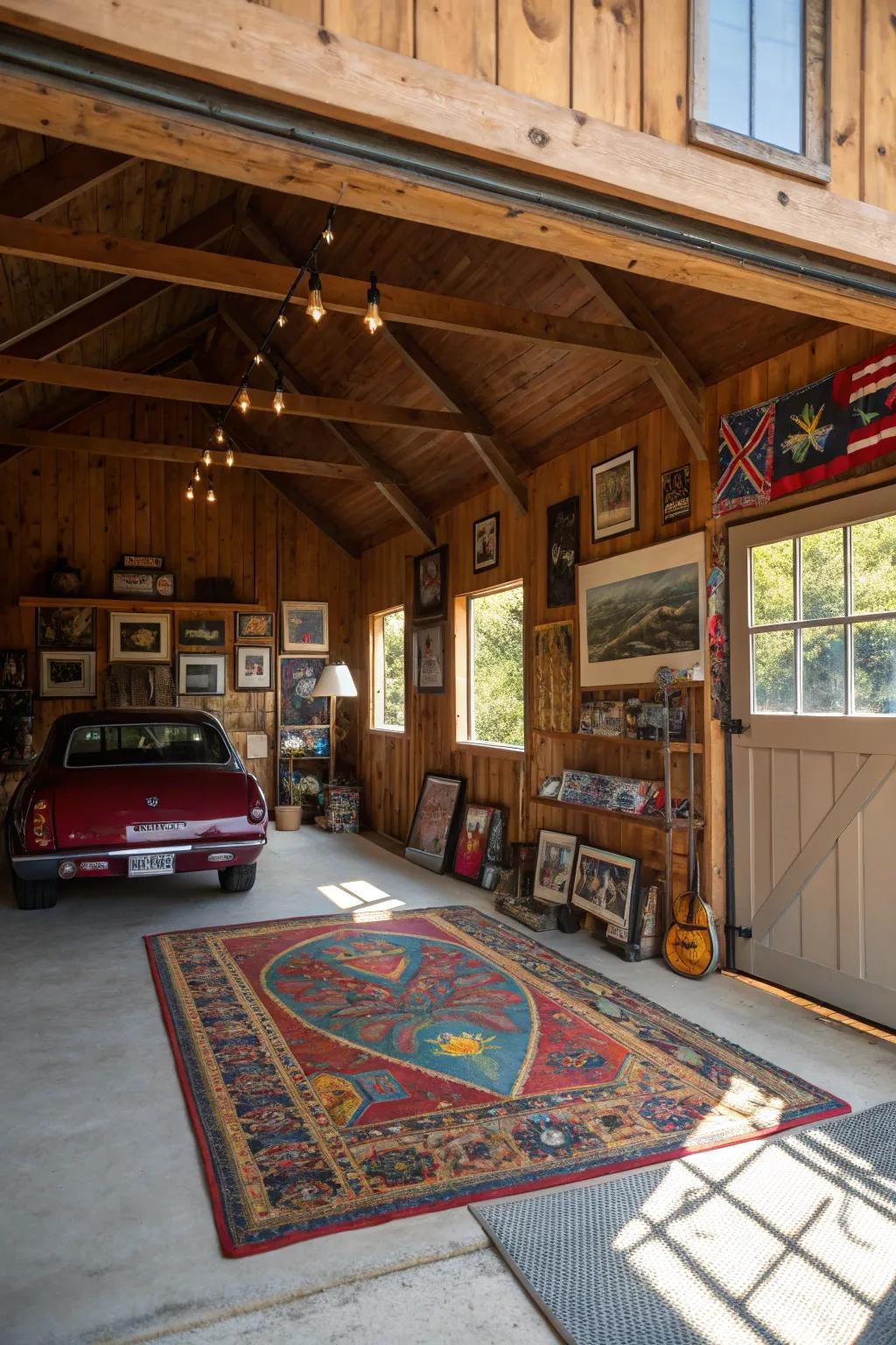 Personalized touches bring warmth to this barn garage.