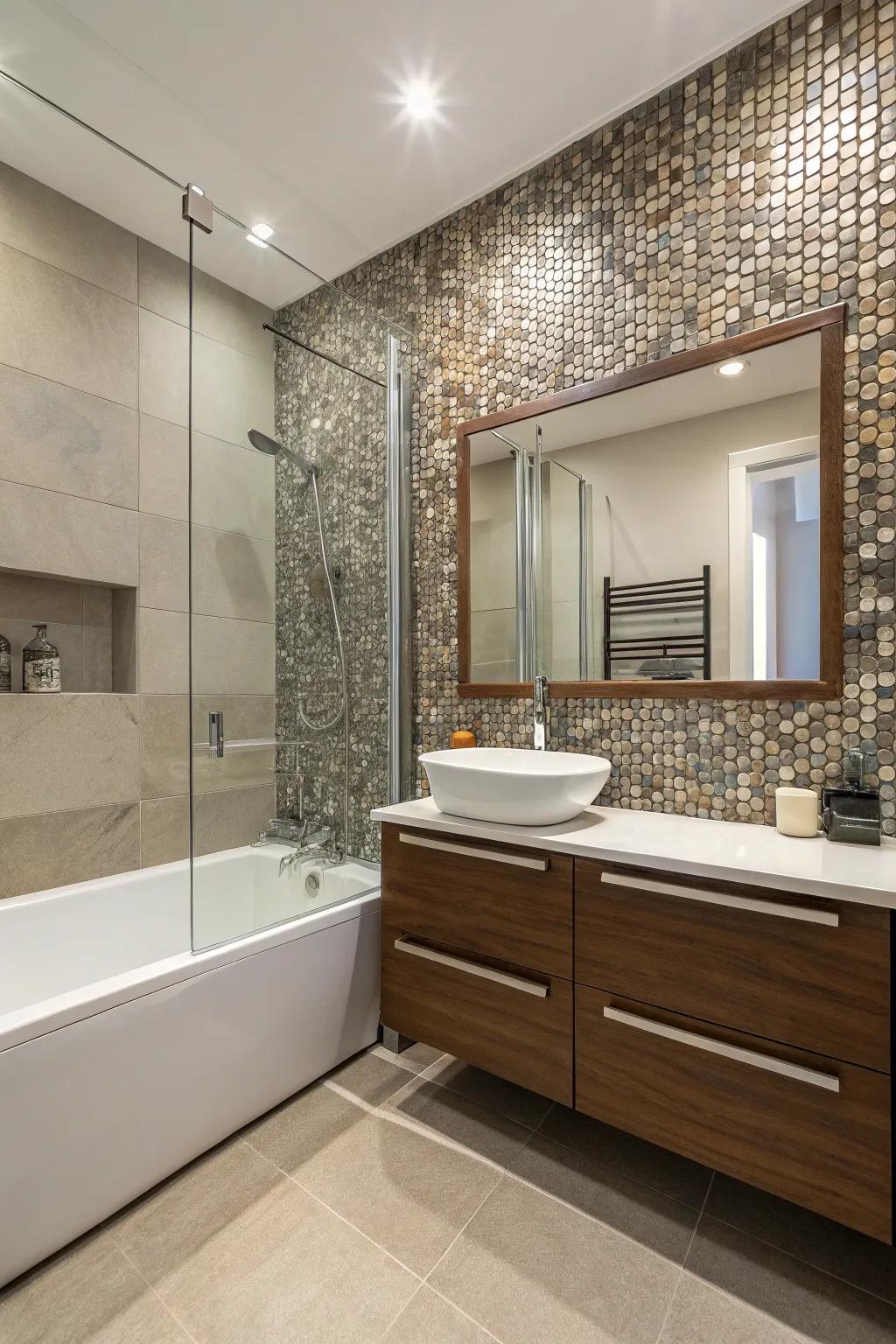 A feature wall can be the bathroom's centerpiece.