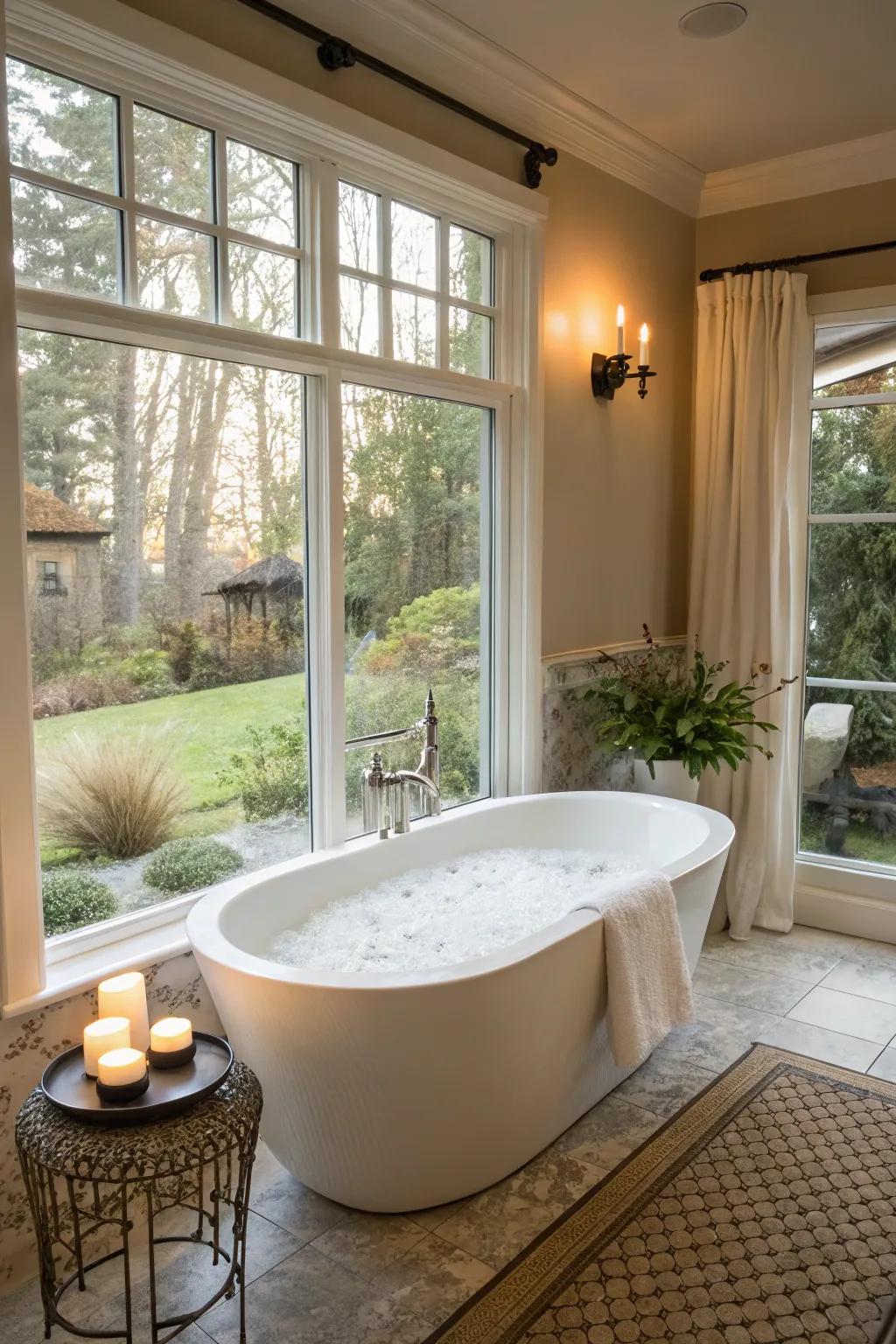 A freestanding tub transforms your bathroom into a personal spa.