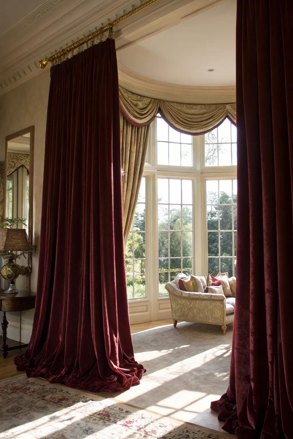 Dramatic drapery can transform your bay window into a stunning focal point.