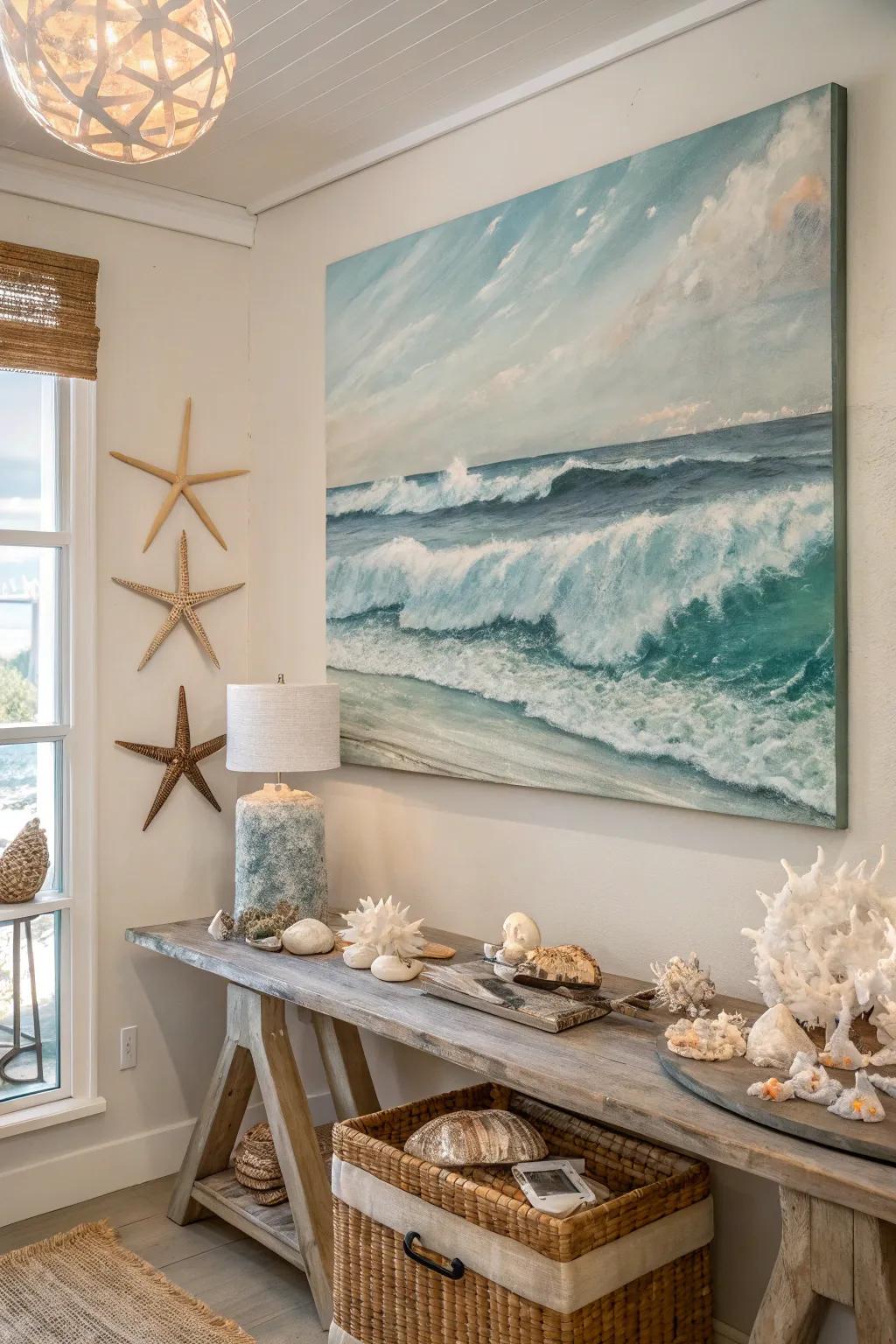 Coastal artwork can transport you to the seaside.