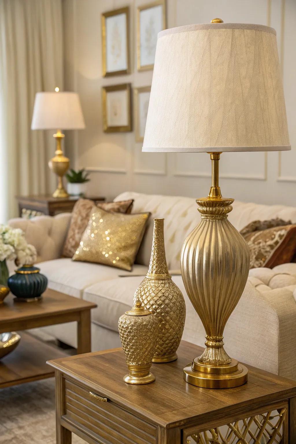 Gold accents add a luxurious touch.