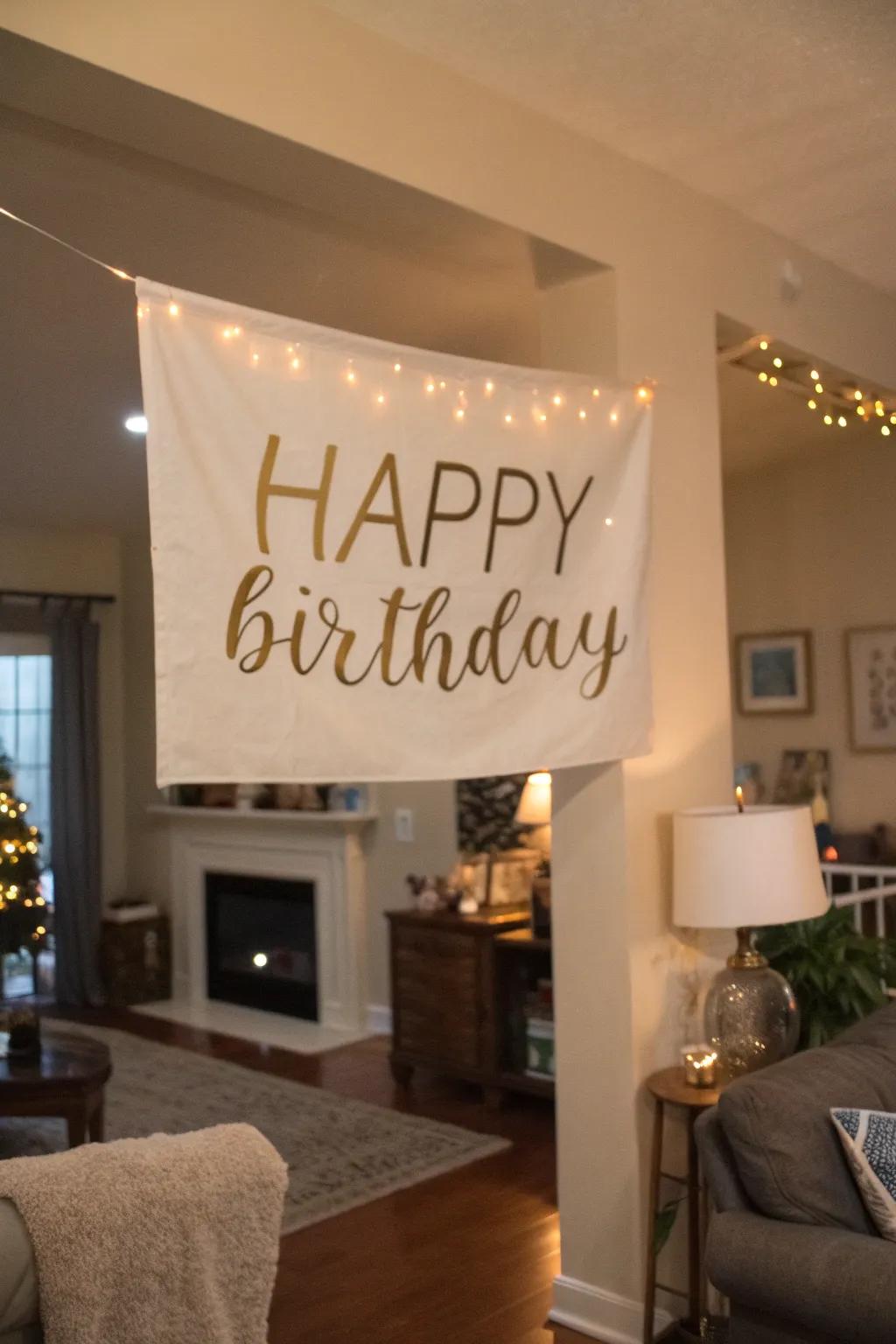 A custom banner adds a personal touch to birthday celebrations.